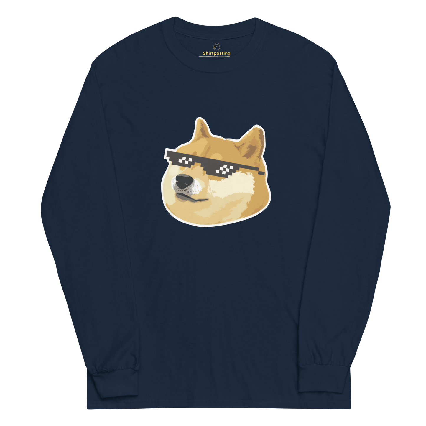 Doge Long Sleeve T-Shirt Meme - Navy | Shirtposting