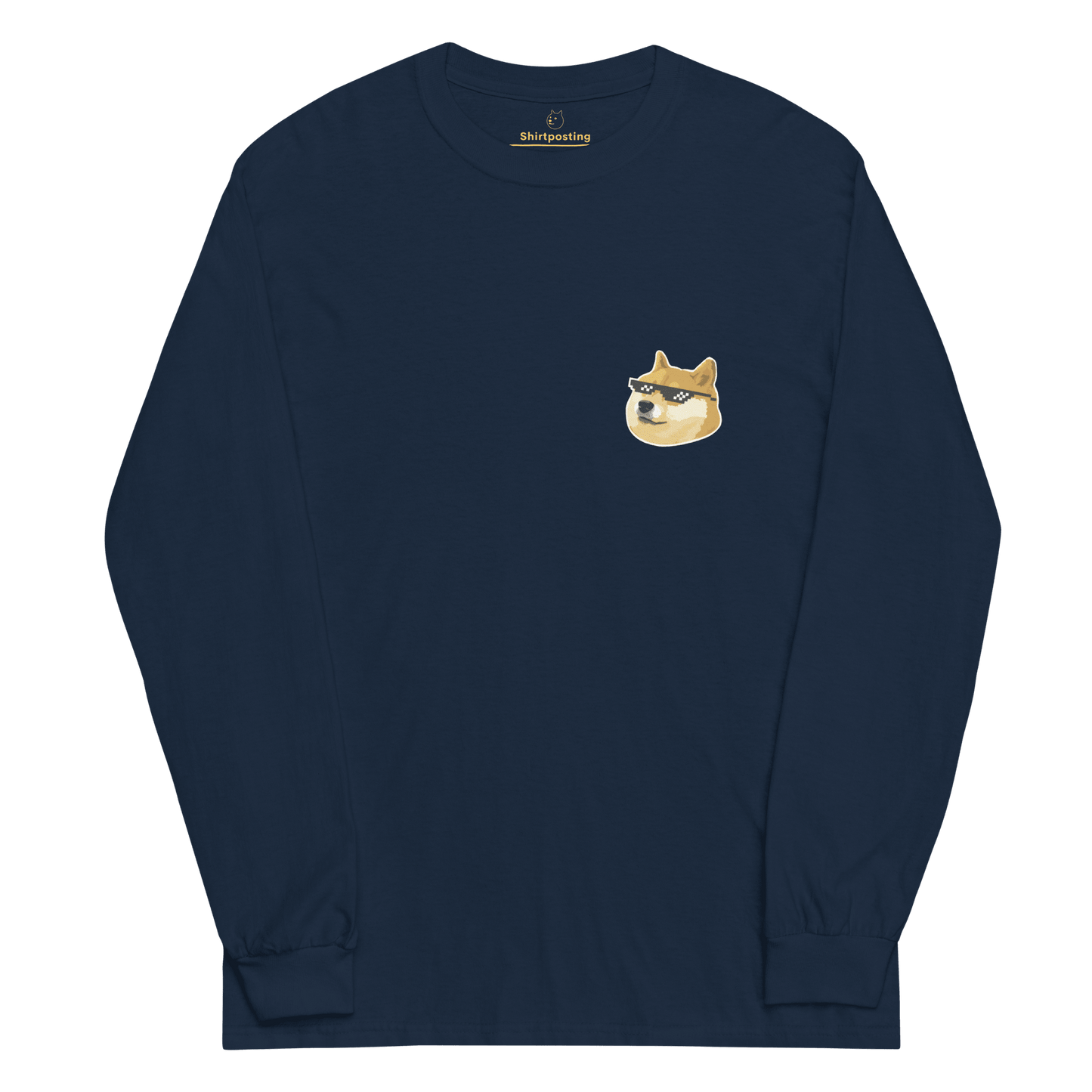 Doge Long Sleeve T-Shirt Meme - Navy | Shirtposting