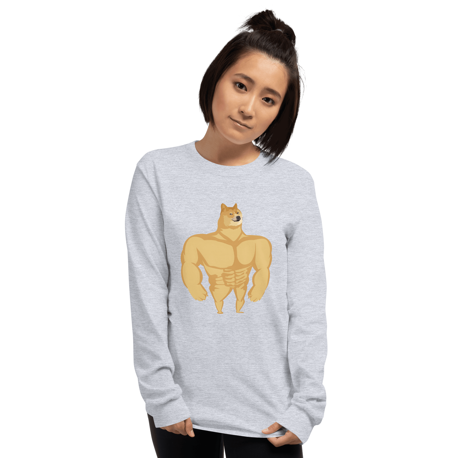 Doge Long Sleeve T-Shirt Meme - Sport Grey | Shirtposting