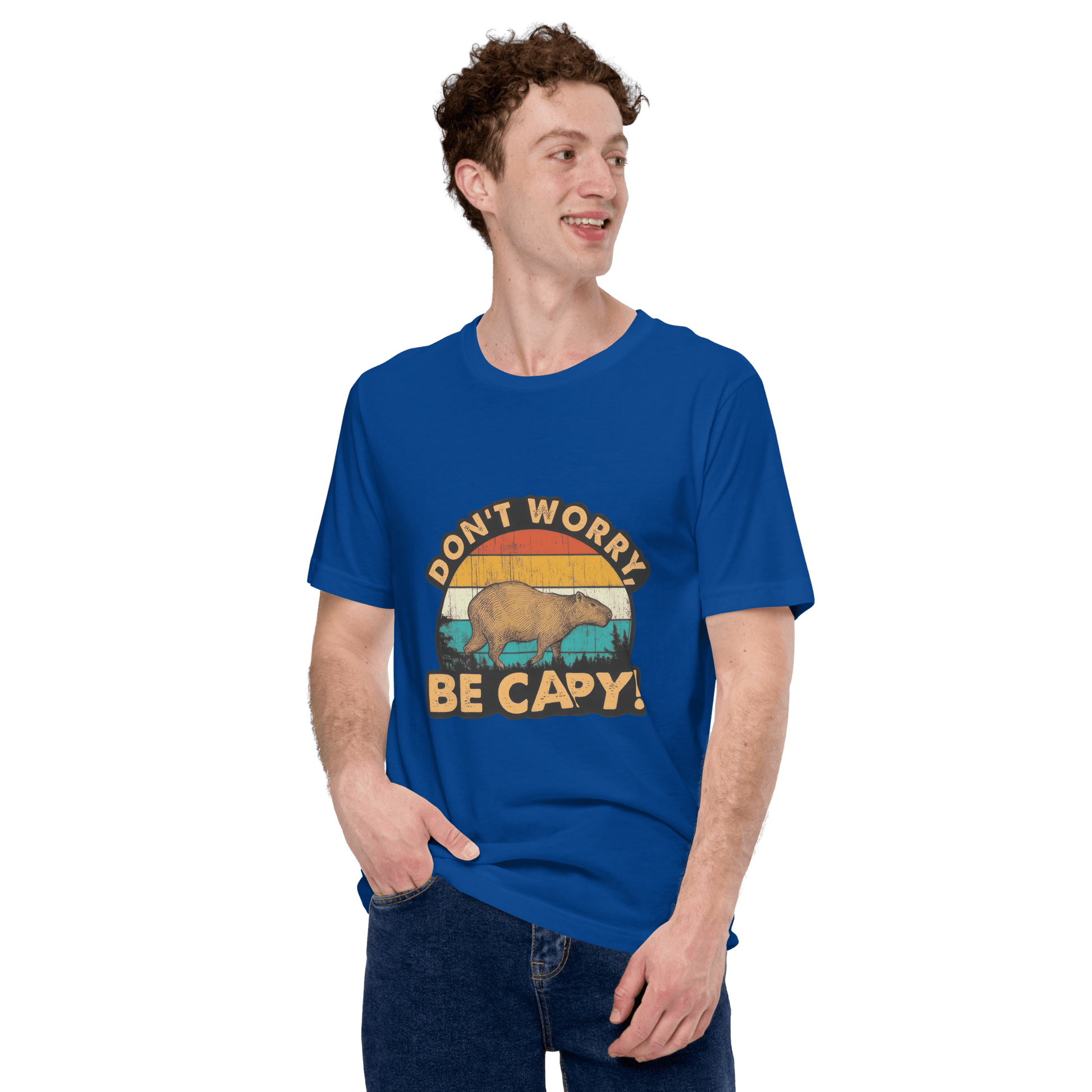 Don't Worry Be Capy Classic T-Shirt Meme - Military Green | Shirtposting