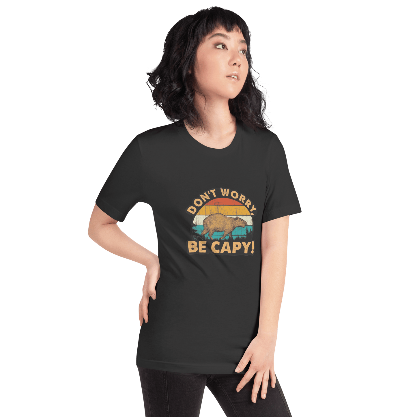 Don't Worry Be Capy Classic T-Shirt Meme - Military Green | Shirtposting