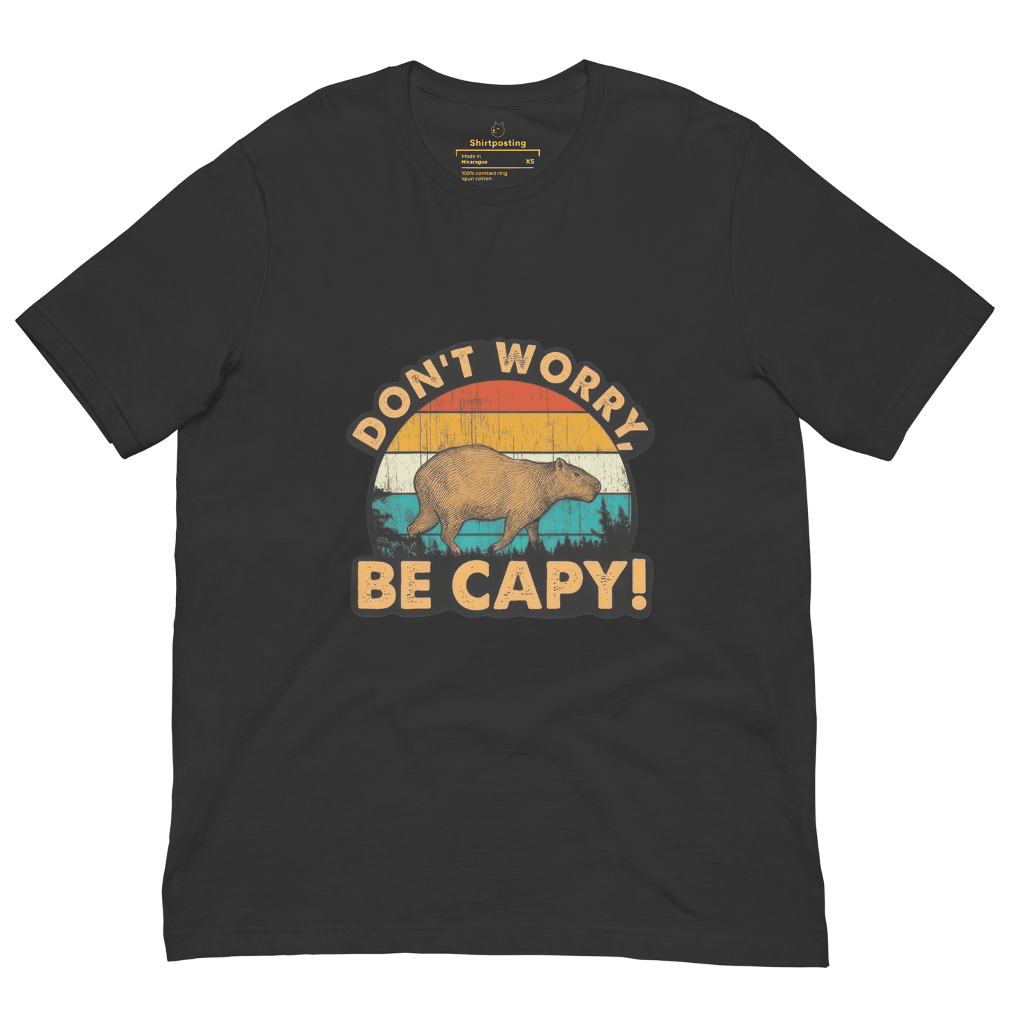 Don't Worry Be Capy Classic T-Shirt Meme - Military Green | Shirtposting
