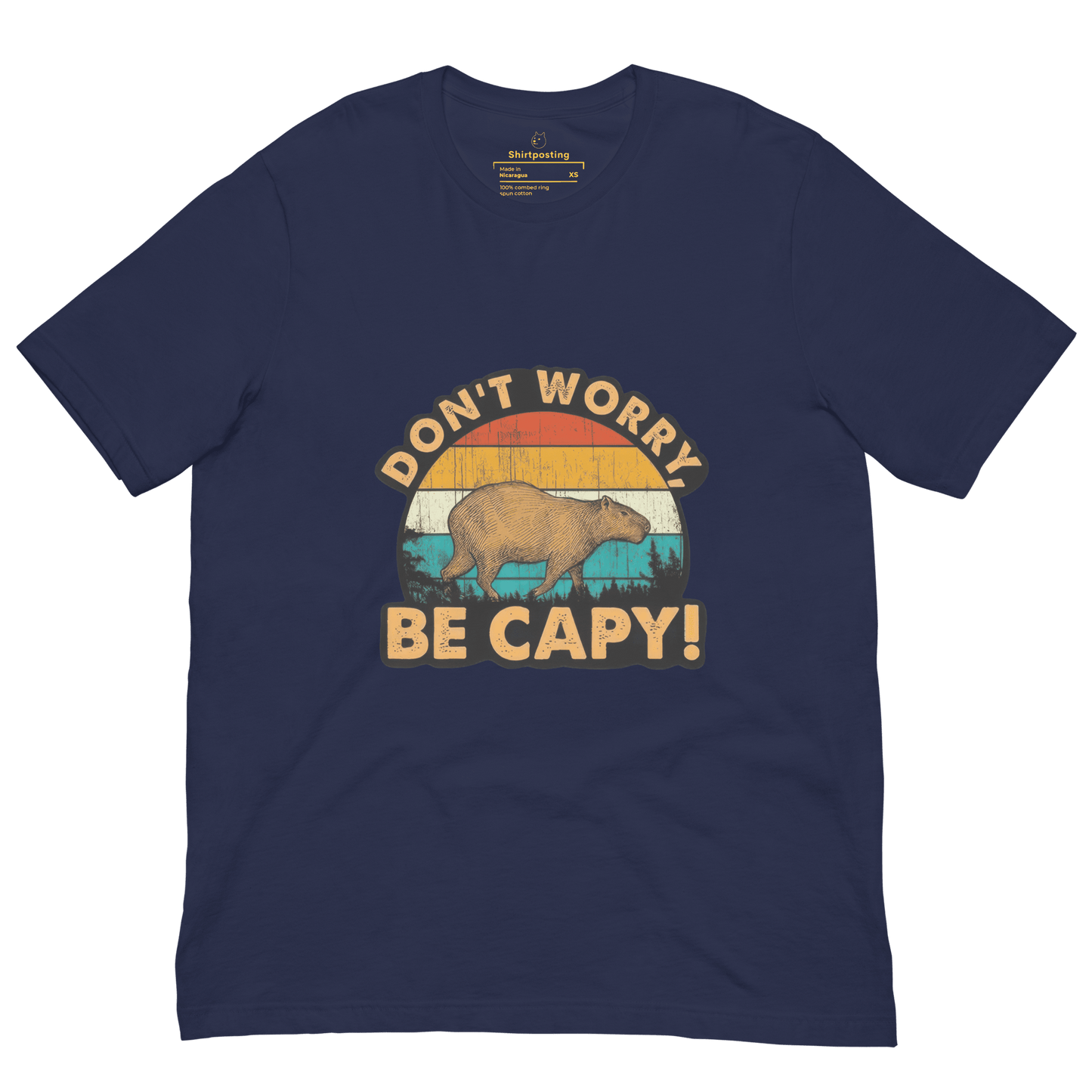 Don't Worry Be Capy Classic T-Shirt Meme - Navy | Shirtposting