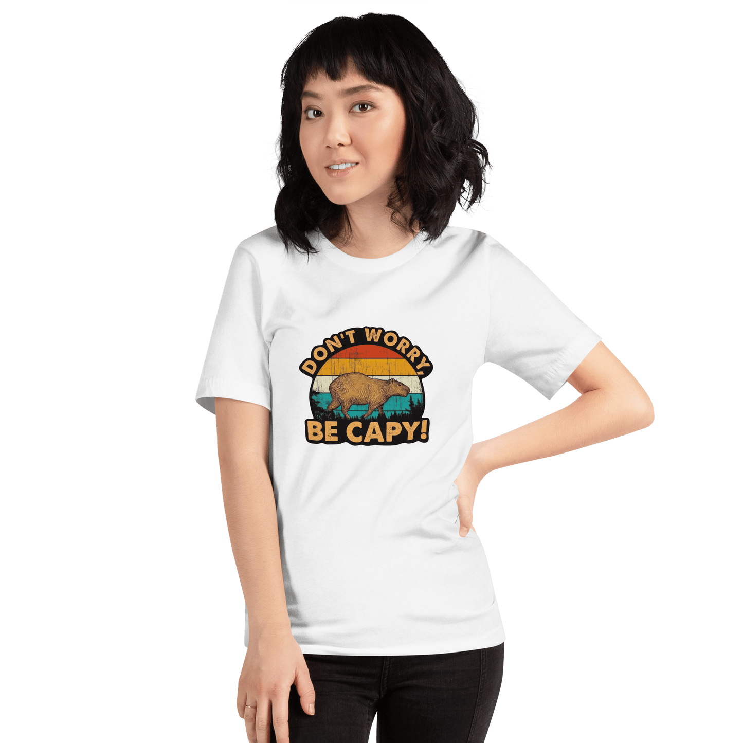 Don't Worry Be Capy Classic T-Shirt Meme - Pink | Shirtposting
