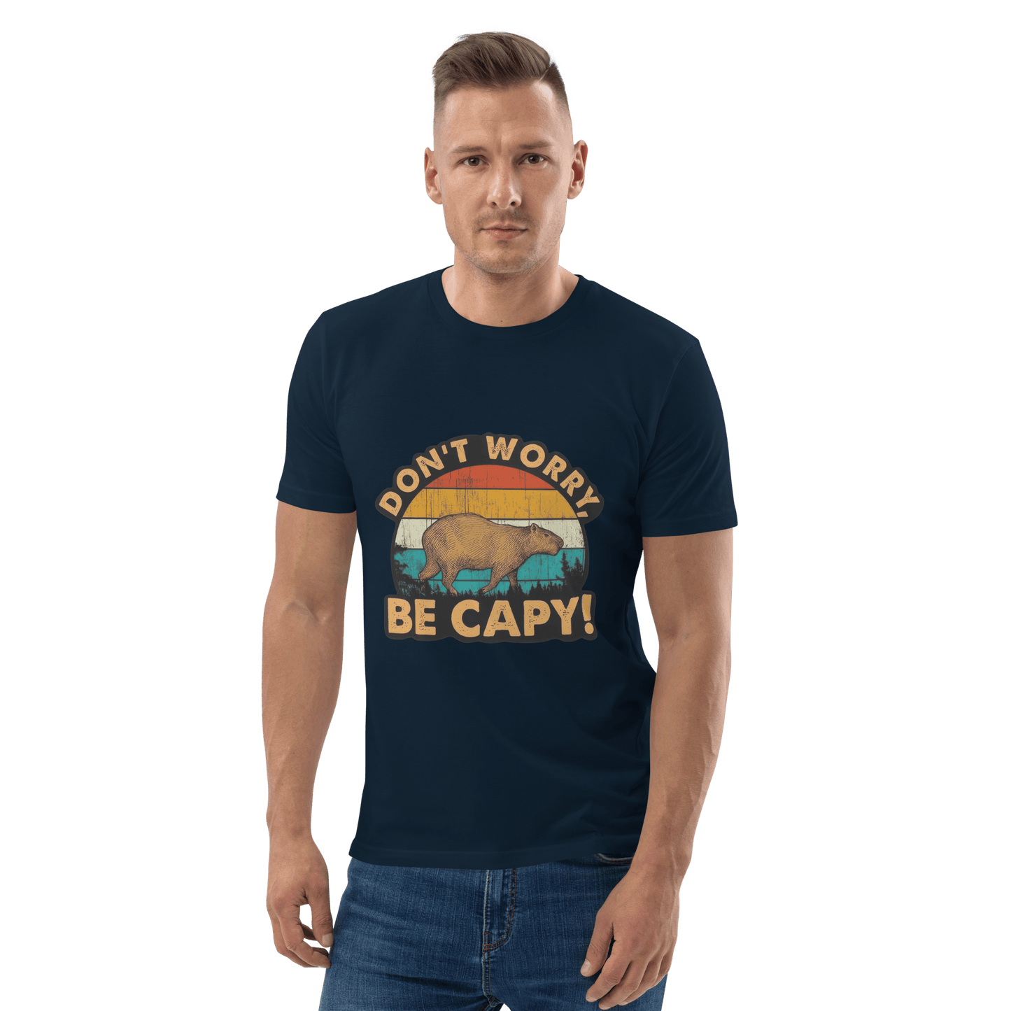 Don't Worry Be Capy Premium Organic T-Shirt Meme - Dark Heather Grey | Shirtposting