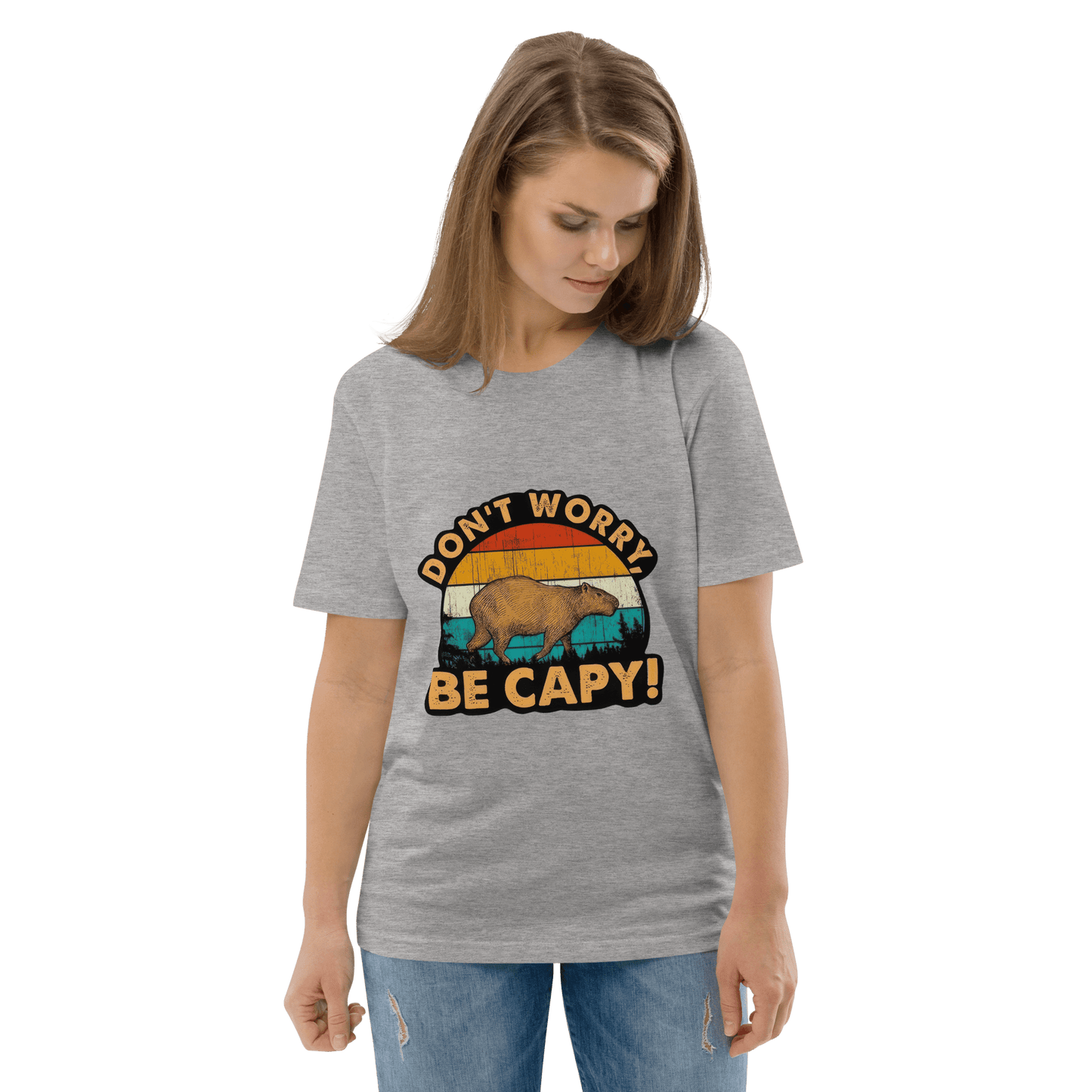 Don't Worry Be Capy Premium Organic T-Shirt Meme - Dark Heather Grey | Shirtposting