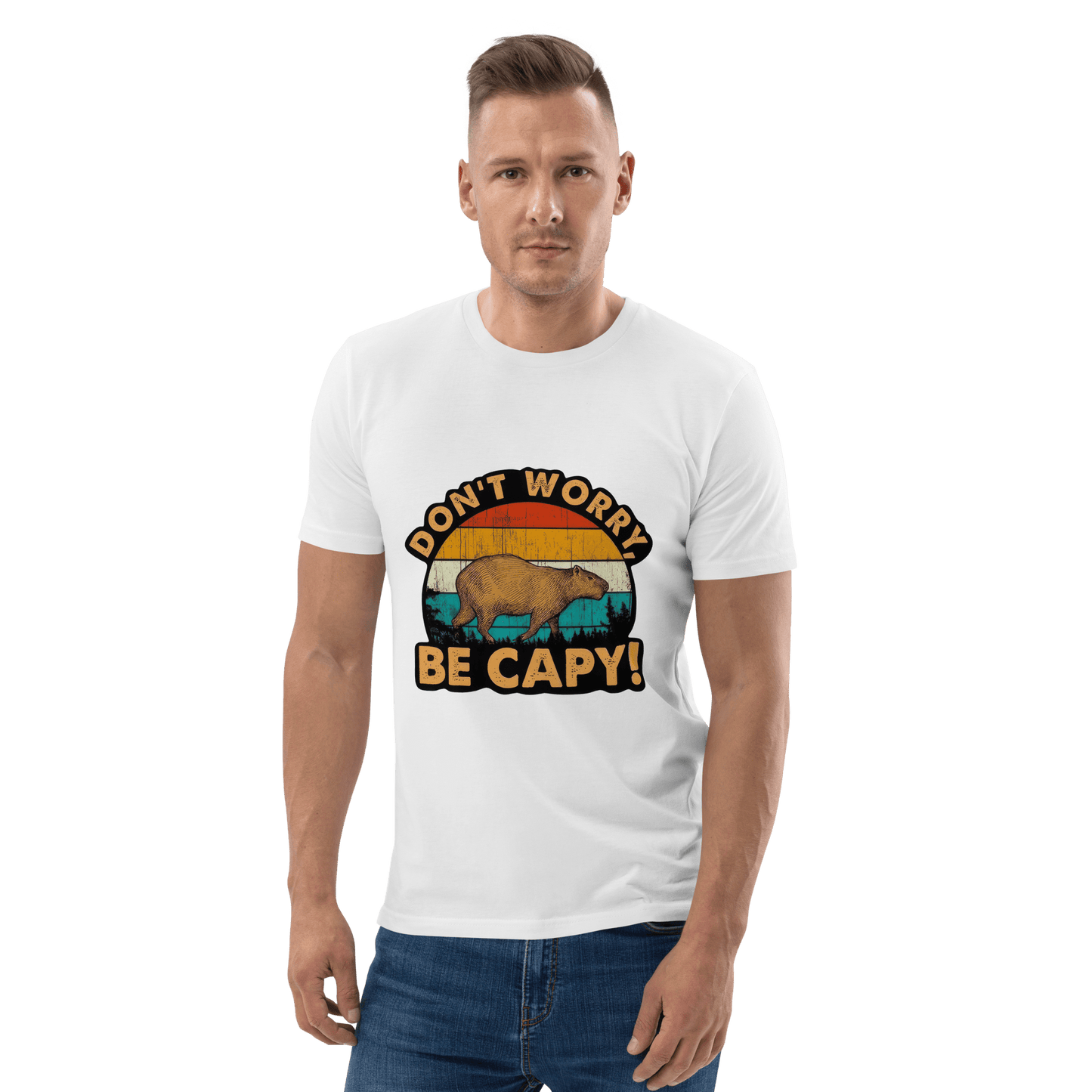 Don't Worry Be Capy Premium Organic T-Shirt Meme - Dark Heather Grey | Shirtposting