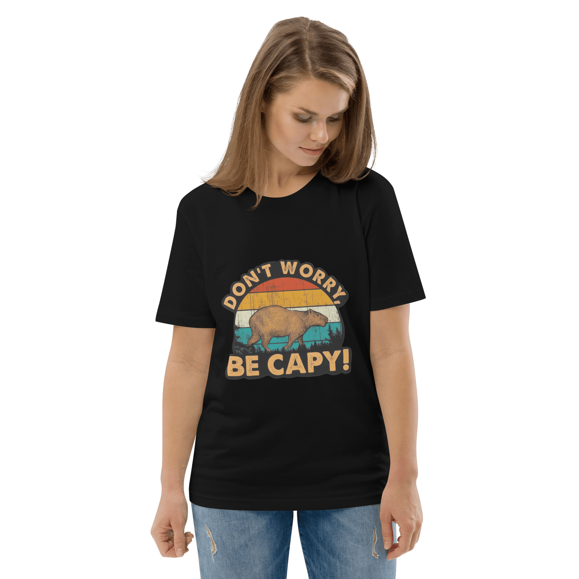Don't Worry Be Capy Premium Organic T-Shirt Meme - Dark Heather Grey | Shirtposting