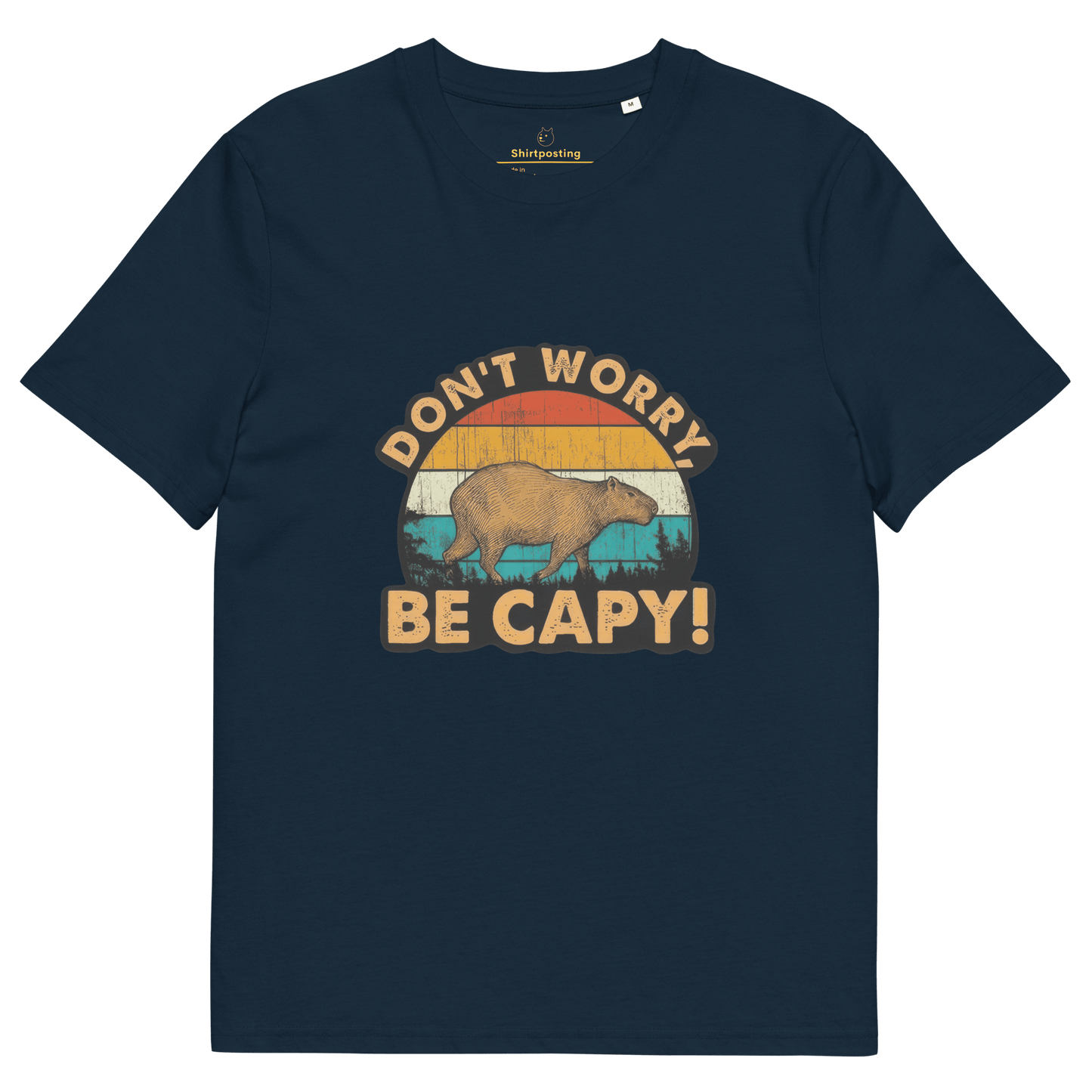 Don't Worry Be Capy Premium Organic T-Shirt Meme - French Navy | Shirtposting