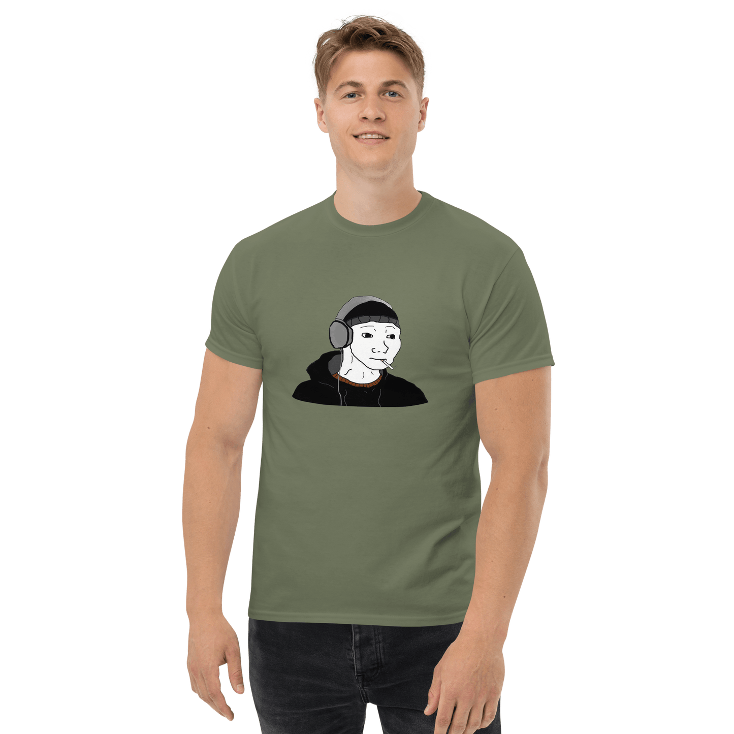 Doomer Wojak Classic T-Shirt Meme - Military Green | Shirtposting