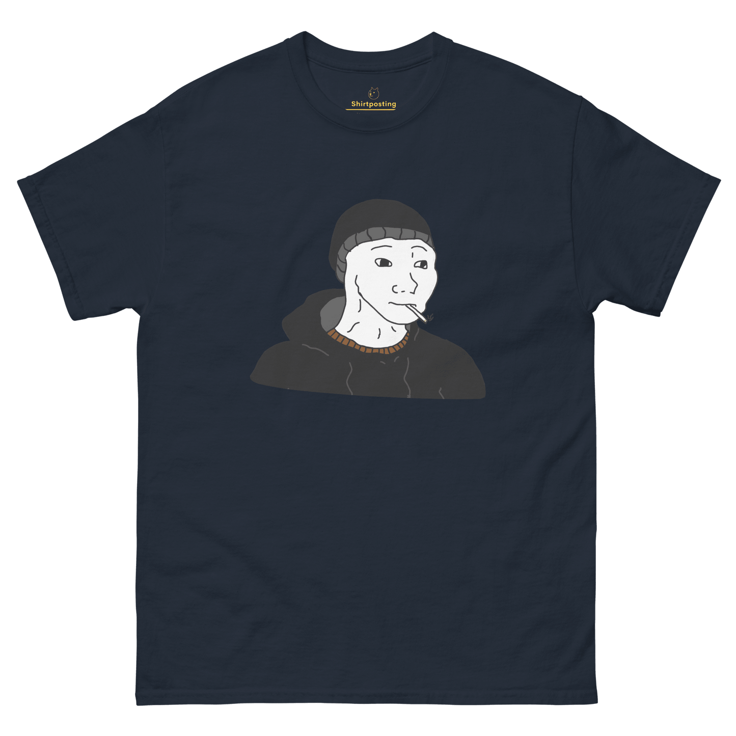 Doomer Wojak Classic T-Shirt Meme - Navy | Shirtposting