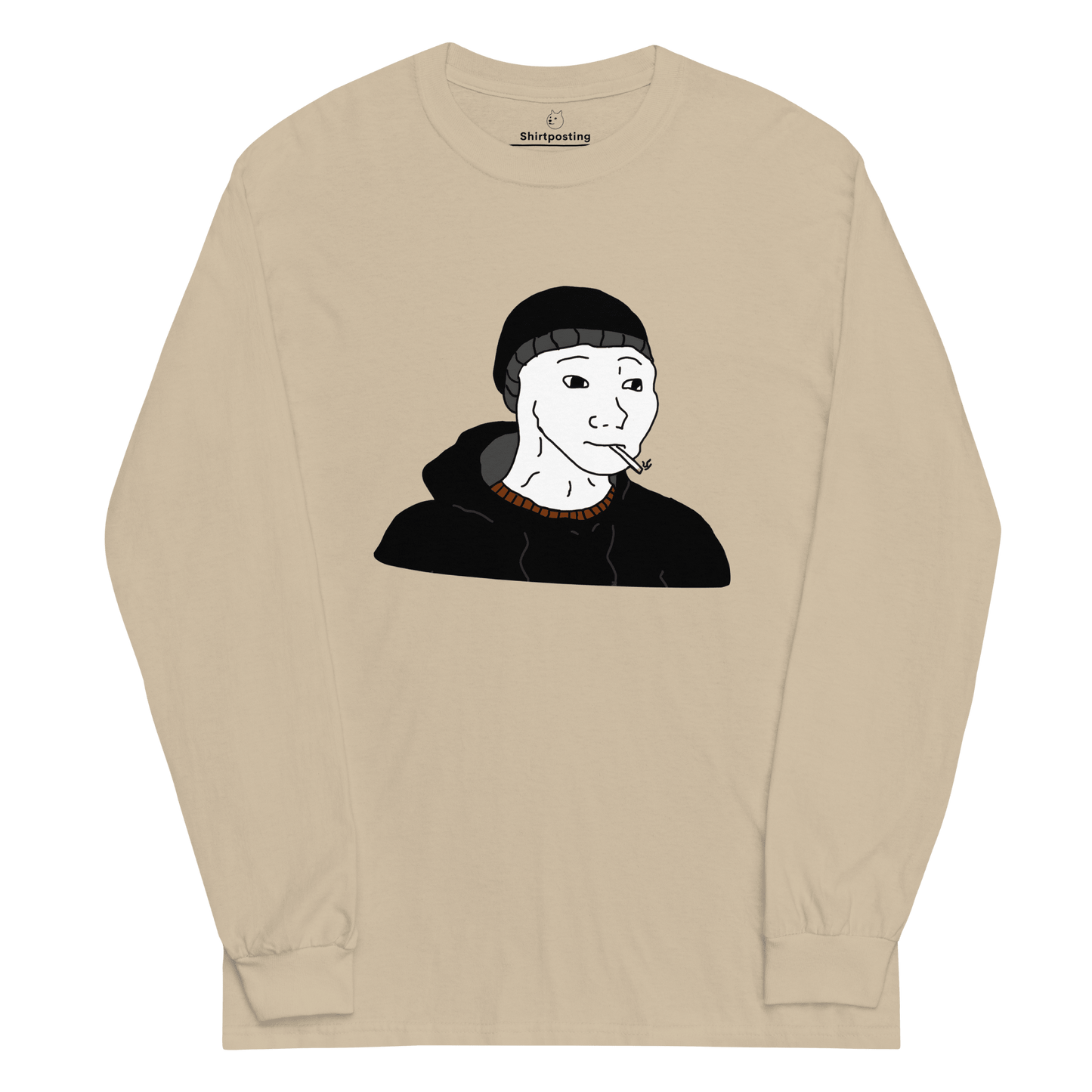 Doomer Wojak Long Sleeve T-Shirt Meme - Sand | Shirtposting
