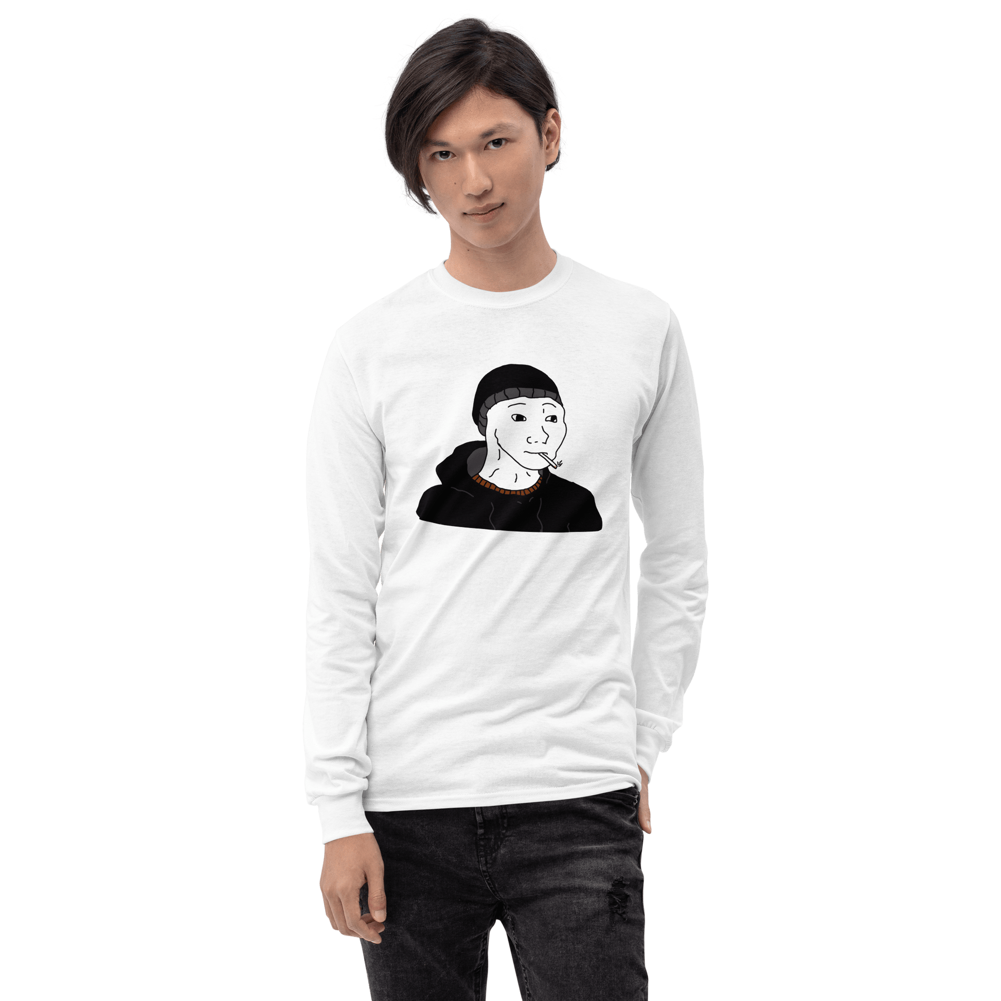 Doomer Wojak Long Sleeve T-Shirt Meme - Sport Grey | Shirtposting