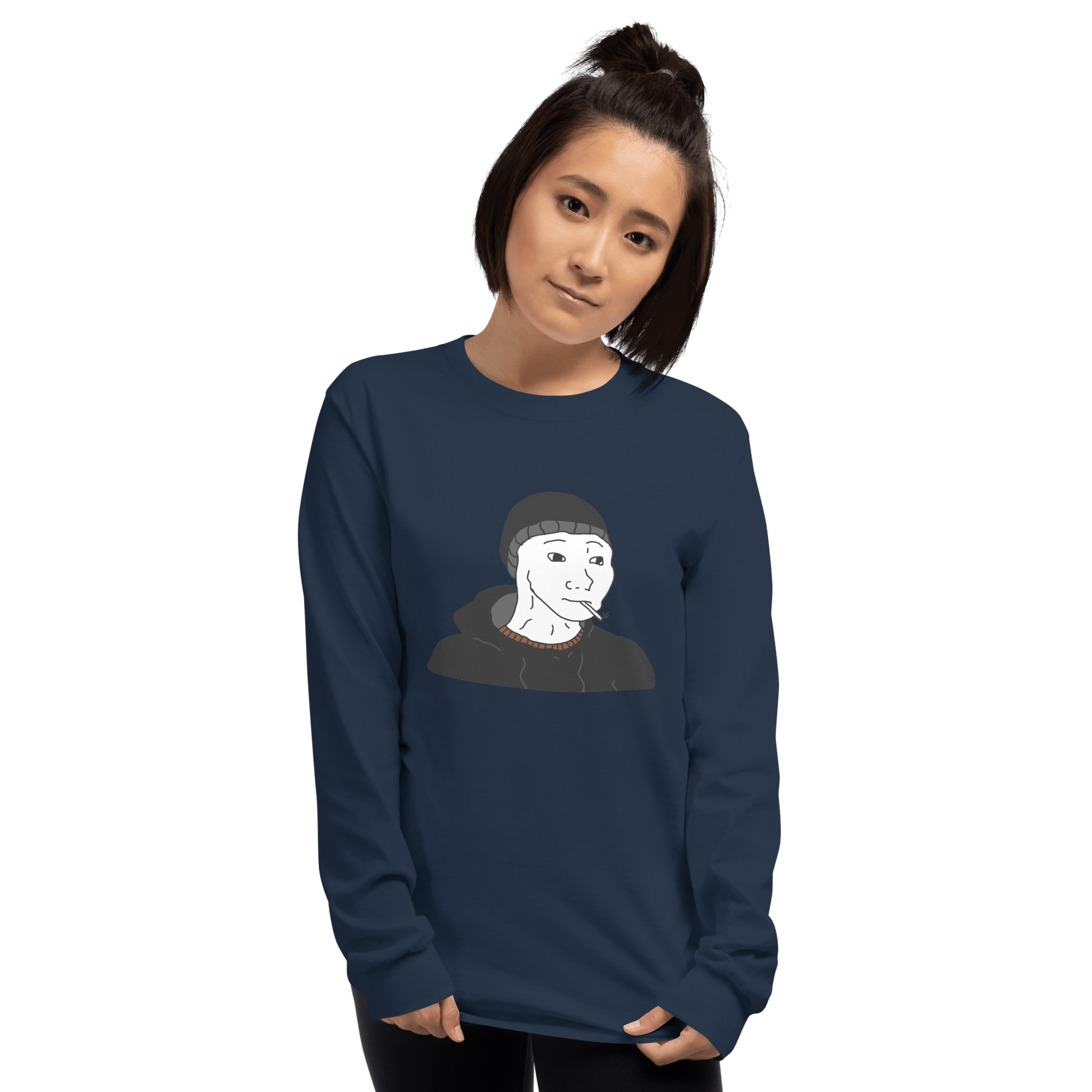 Doomer Wojak Long Sleeve T-Shirt Meme - Sport Grey | Shirtposting