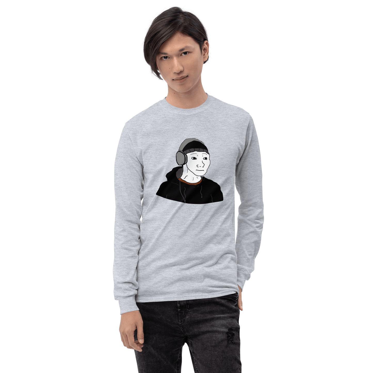 Doomer Wojak Long Sleeve T-Shirt Meme - Sport Grey | Shirtposting