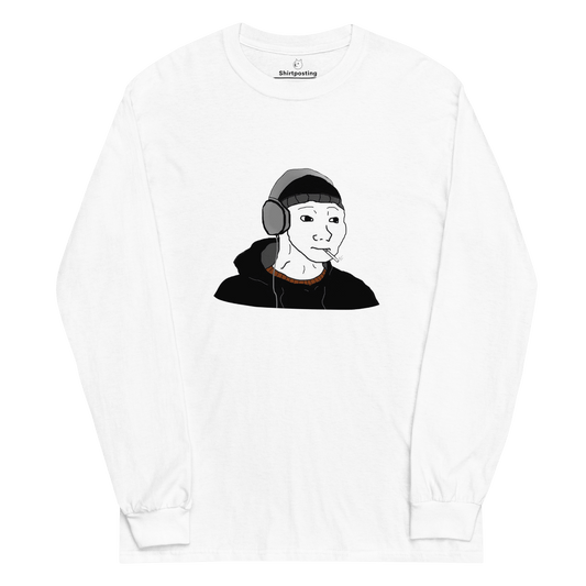 Doomer Wojak Long Sleeve T-Shirt Meme - White | Shirtposting