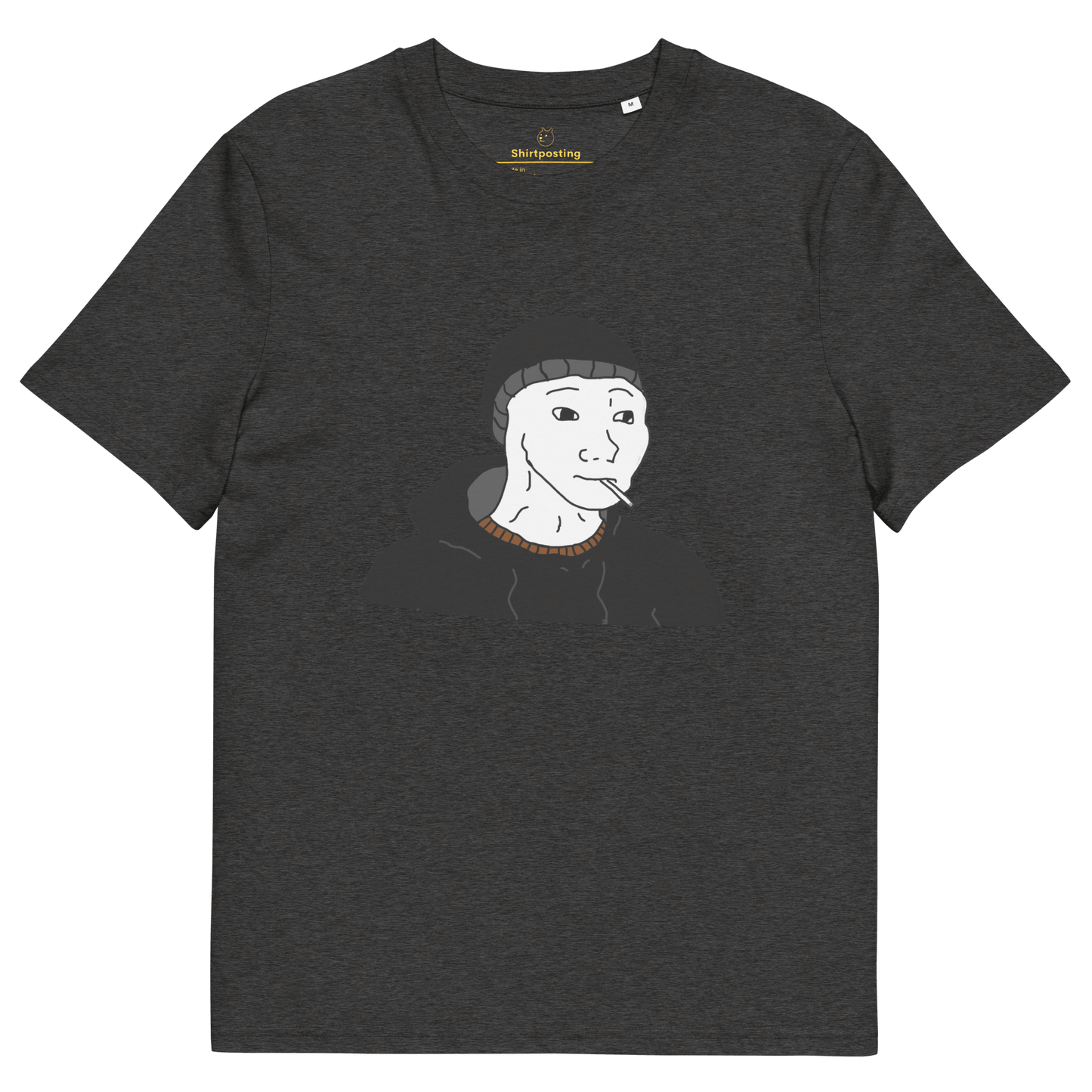 Doomer Wojak Premium Organic T-Shirt Meme - Dark Heather Grey | Shirtposting