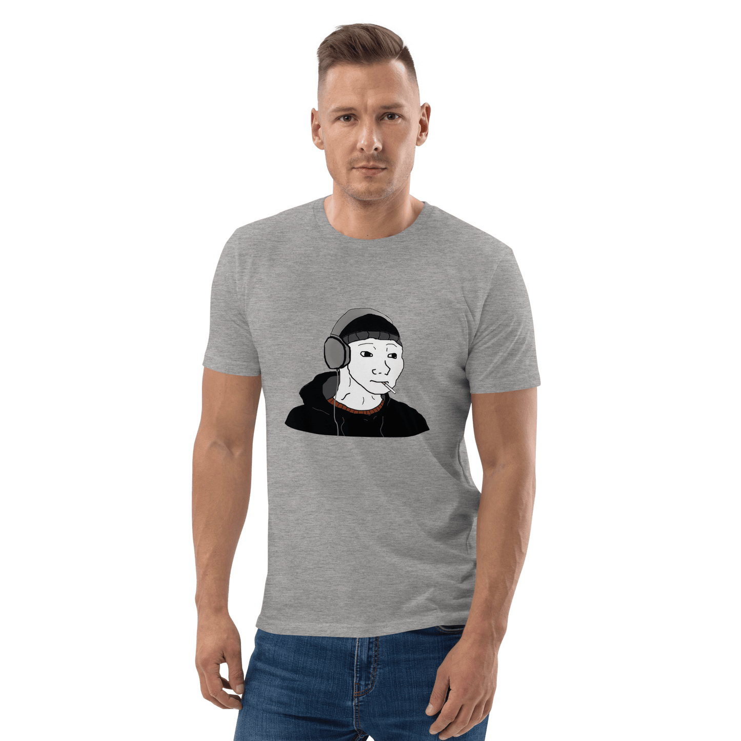 Doomer Wojak Premium Organic T-Shirt Meme - Dark Heather Grey | Shirtposting