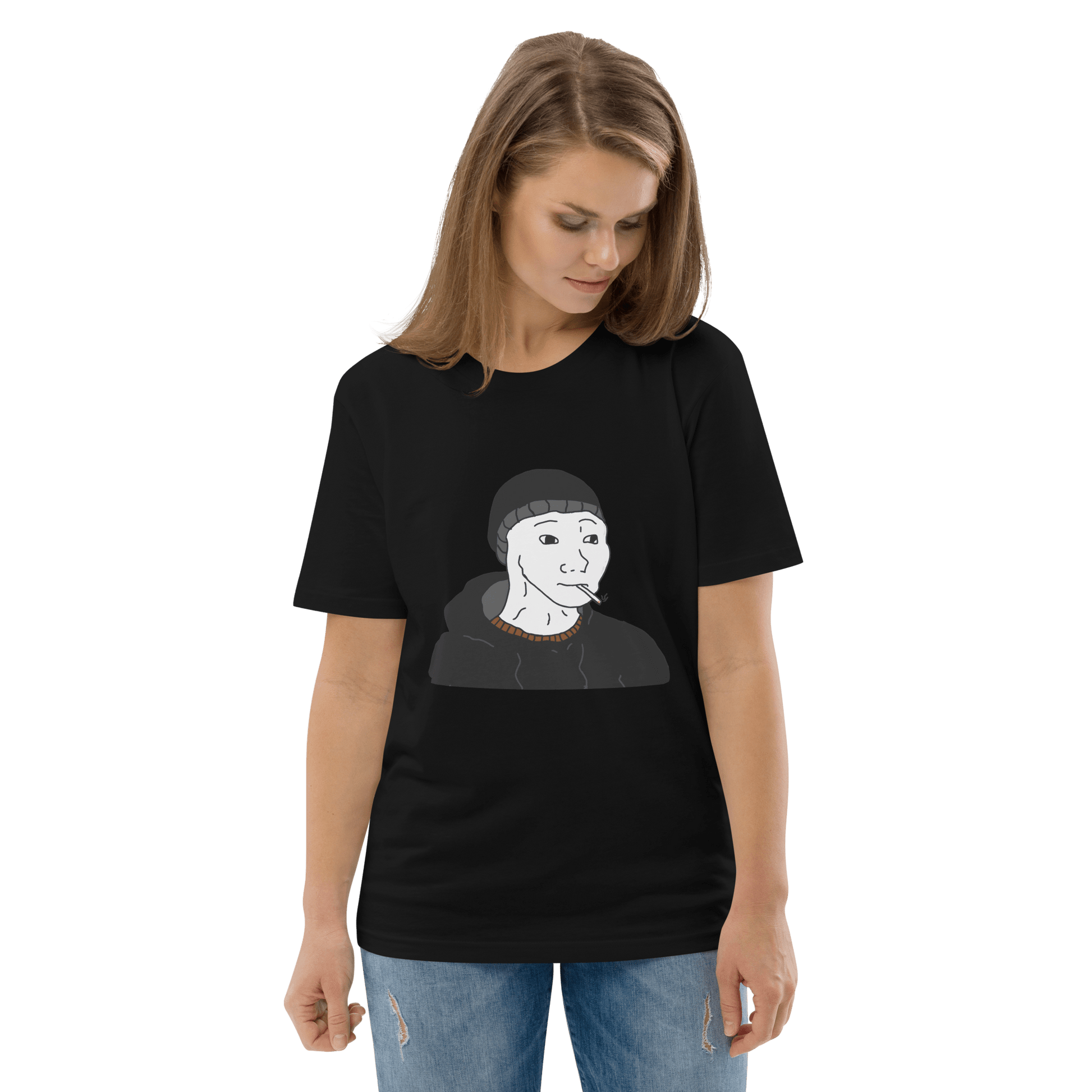 Doomer Wojak Premium Organic T-Shirt Meme - Dark Heather Grey | Shirtposting