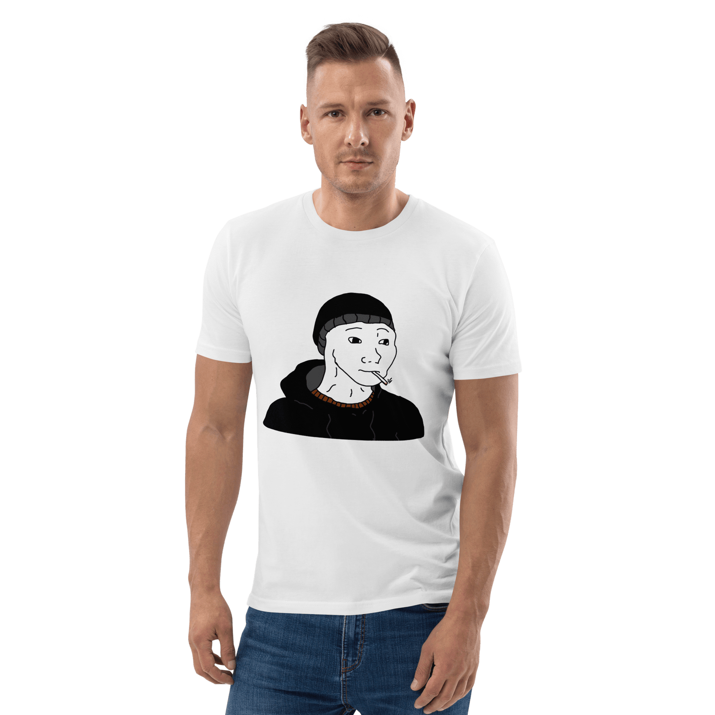Doomer Wojak Premium Organic T-Shirt Meme - Dark Heather Grey | Shirtposting