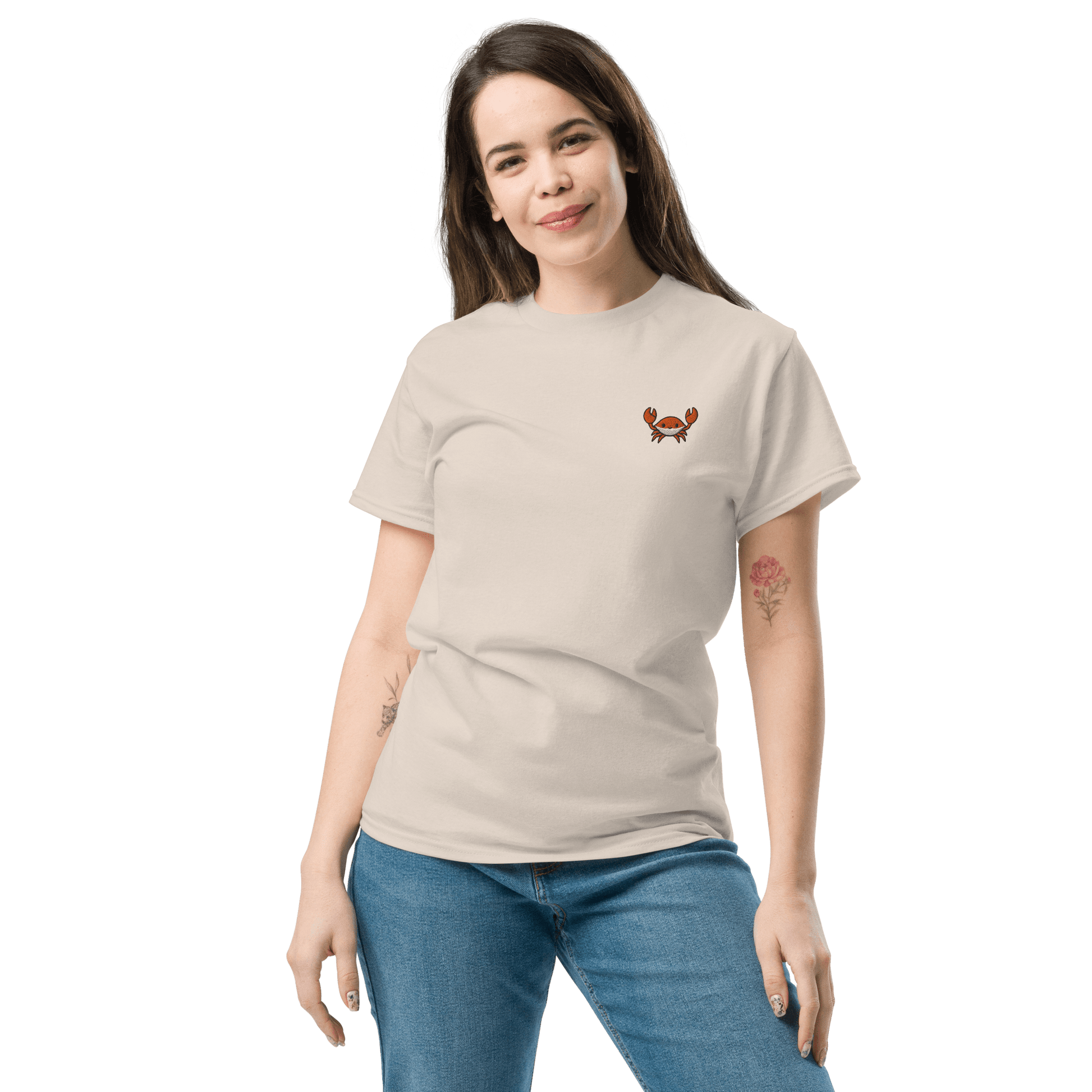 Embroidery Crab Classic T-Shirt Meme - Military Green | Shirtposting