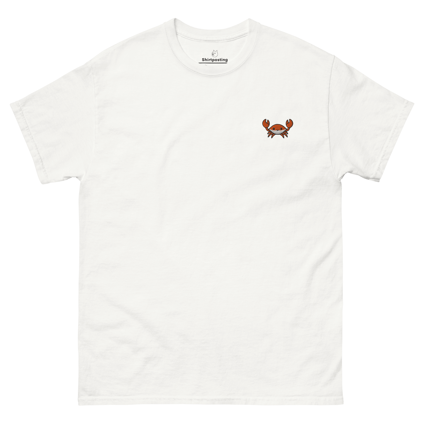 Embroidery Crab Classic T-Shirt Meme - White | Shirtposting