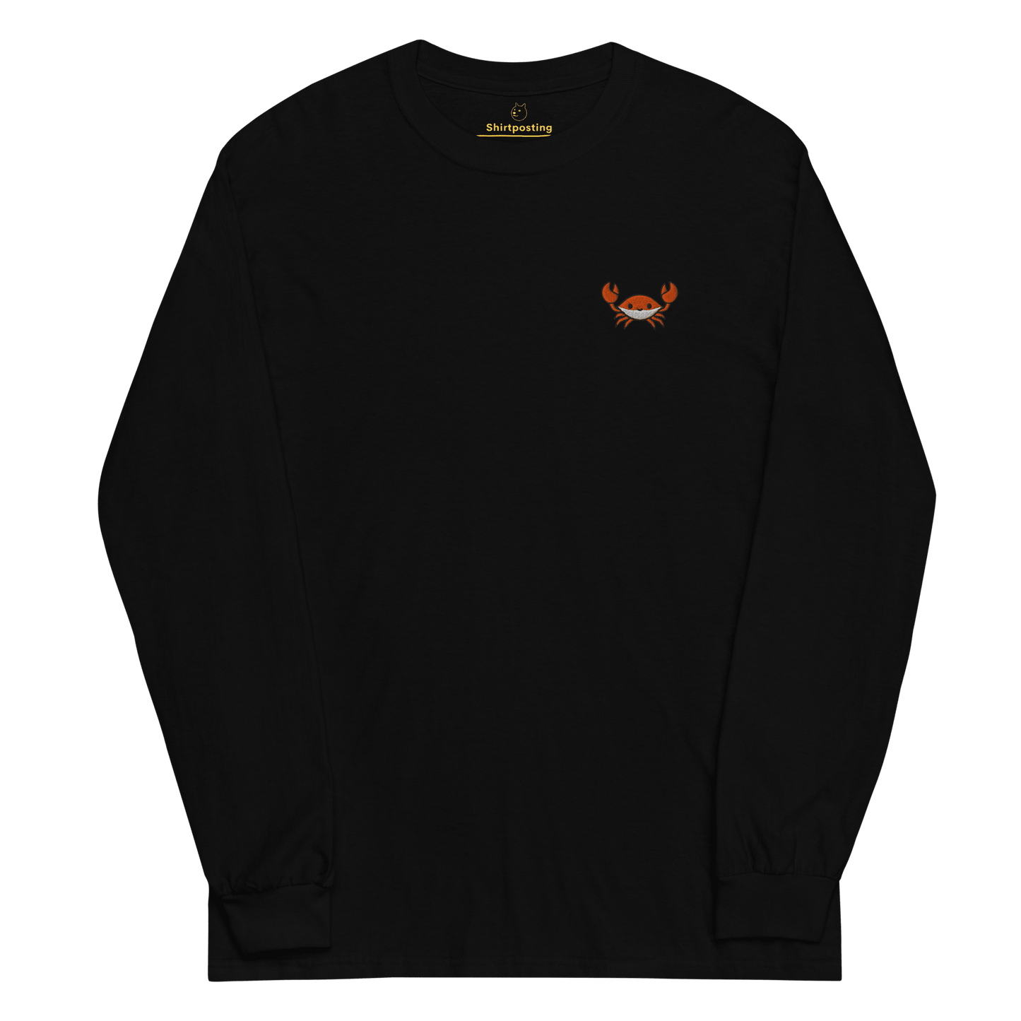 Embroidery Crab Long Sleeve T-Shirt Meme - Black | Shirtposting