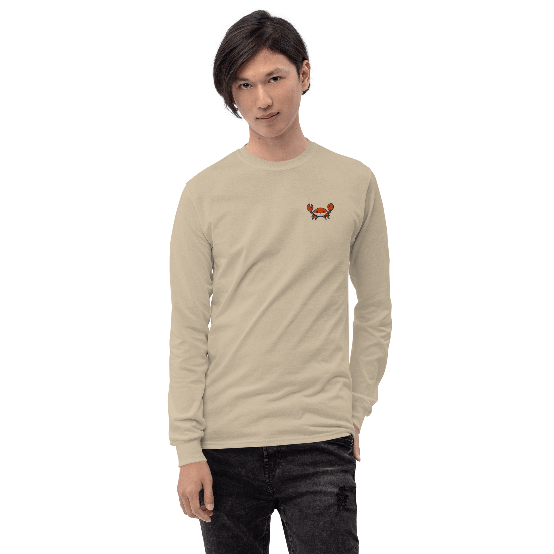 Embroidery Crab Long Sleeve T-Shirt Meme - Sport Grey | Shirtposting