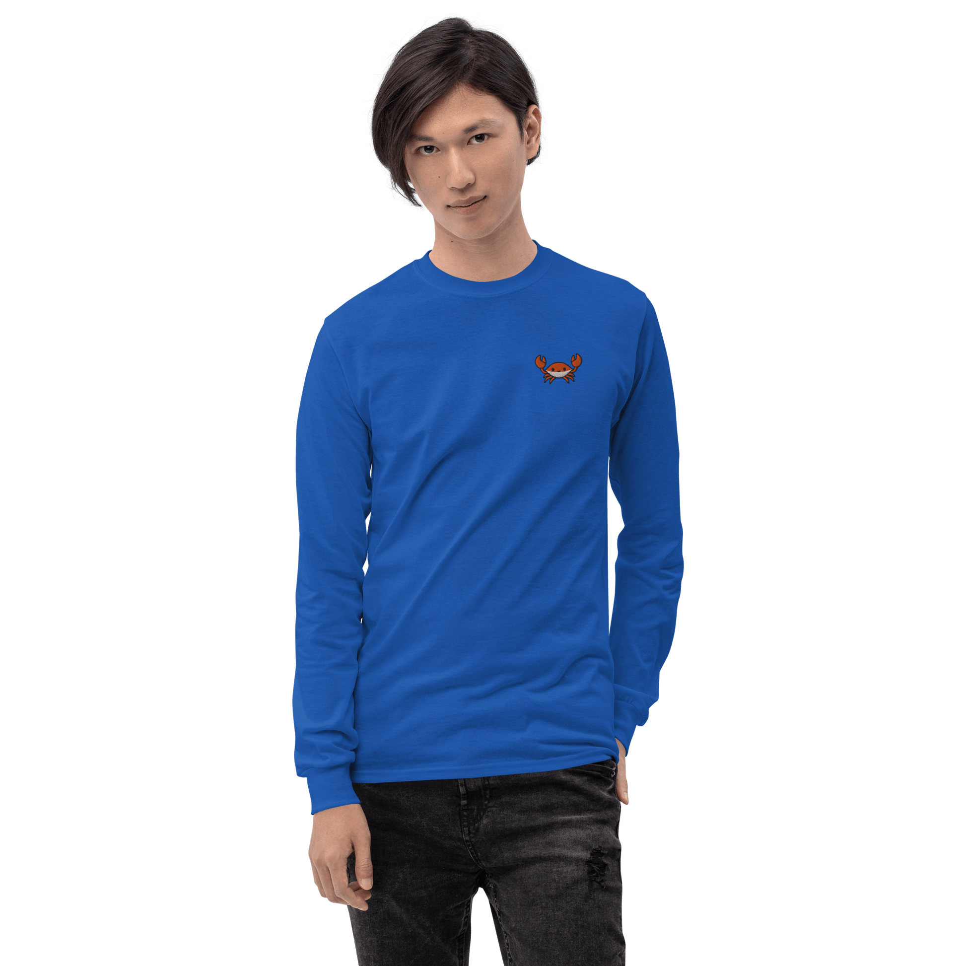 Embroidery Crab Long Sleeve T-Shirt Meme - Sport Grey | Shirtposting