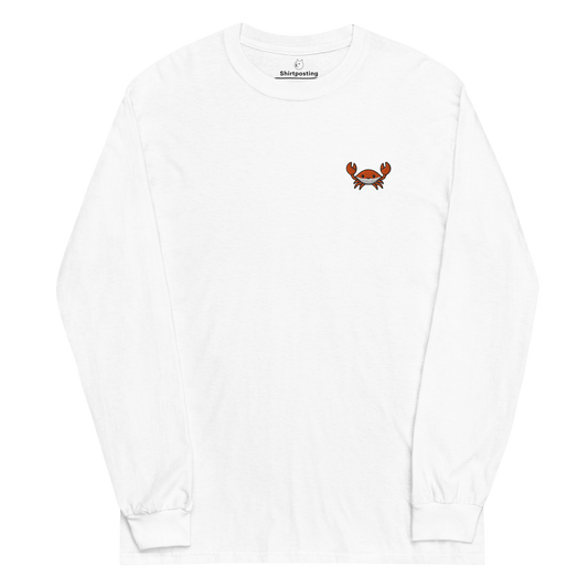 Embroidery Crab Long Sleeve T-Shirt Meme - White | Shirtposting