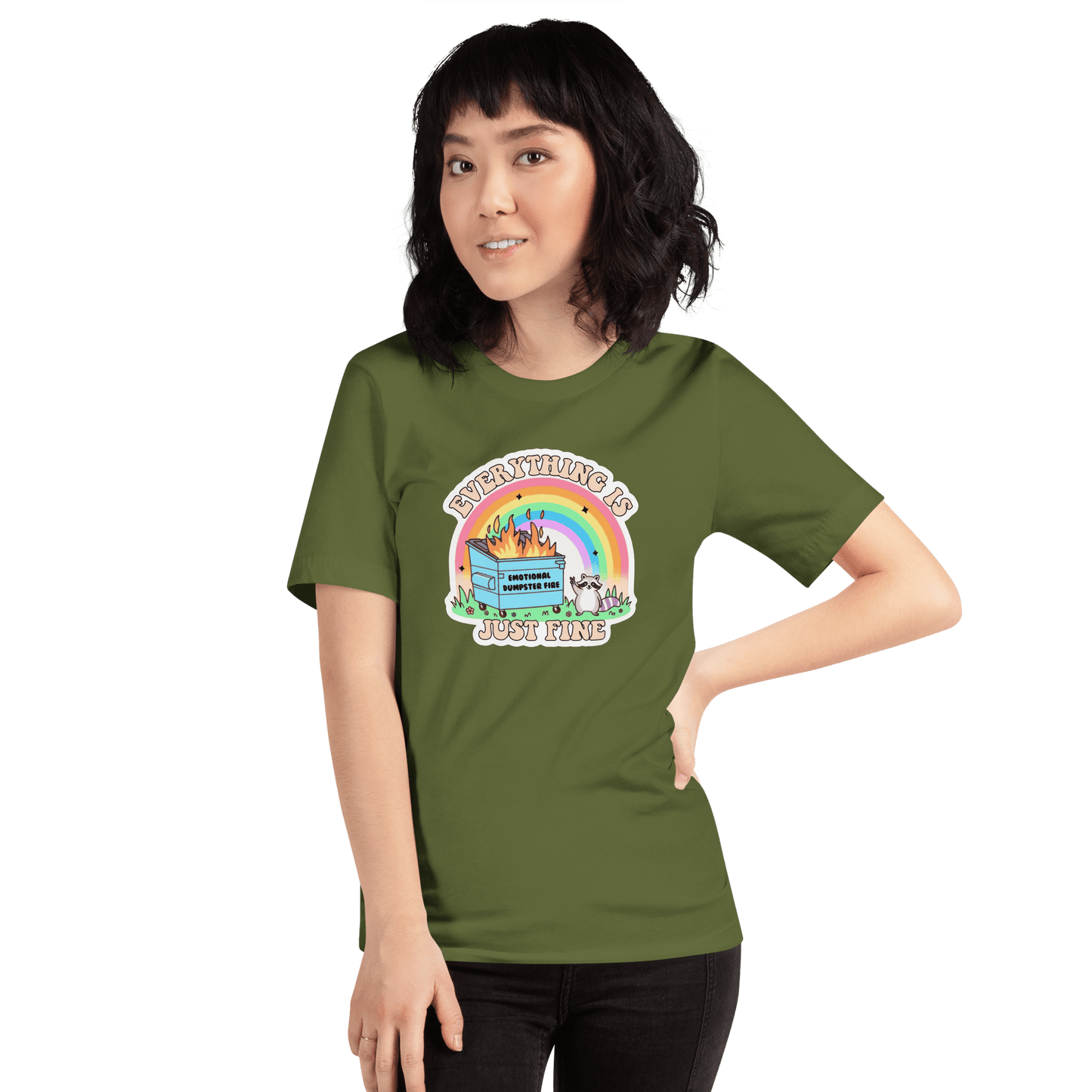 Everything is Just Fine Classic T-Shirt Meme - Military Green | Shirtposting
