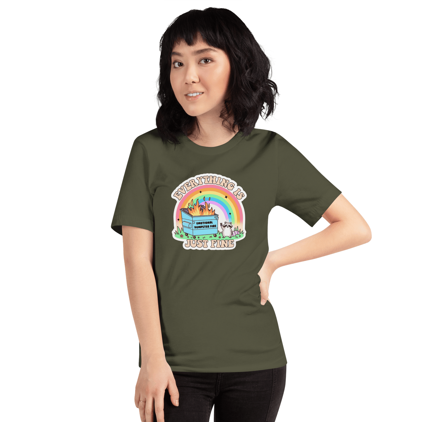 Everything is Just Fine Classic T-Shirt Meme - Military Green | Shirtposting