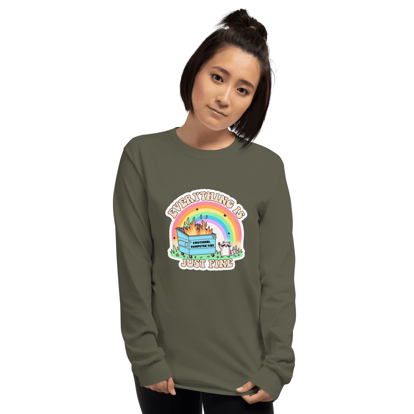 Everything Is Just Fine Long Sleeve T-Shirt Meme - Sport Grey | Shirtposting