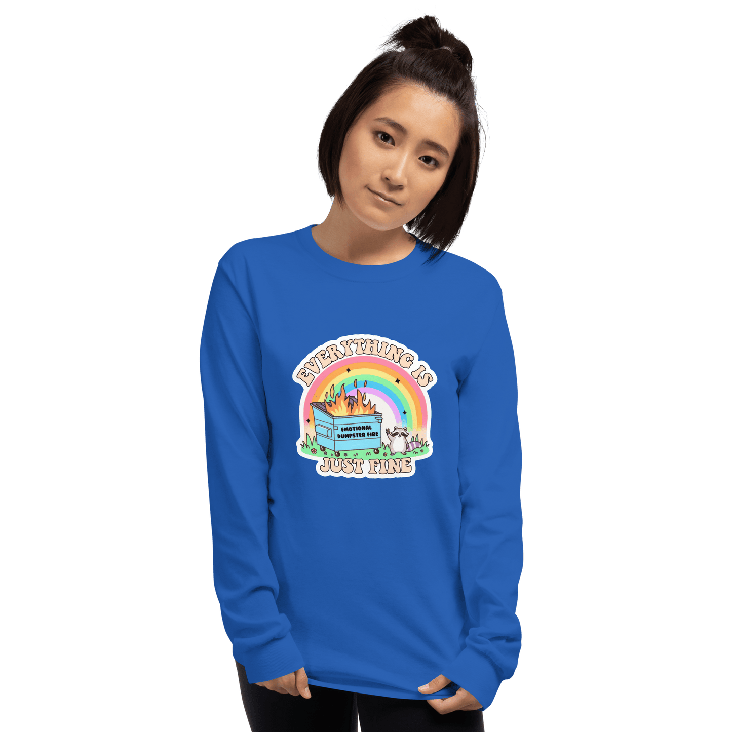 Everything Is Just Fine Long Sleeve T-Shirt Meme - Sport Grey | Shirtposting