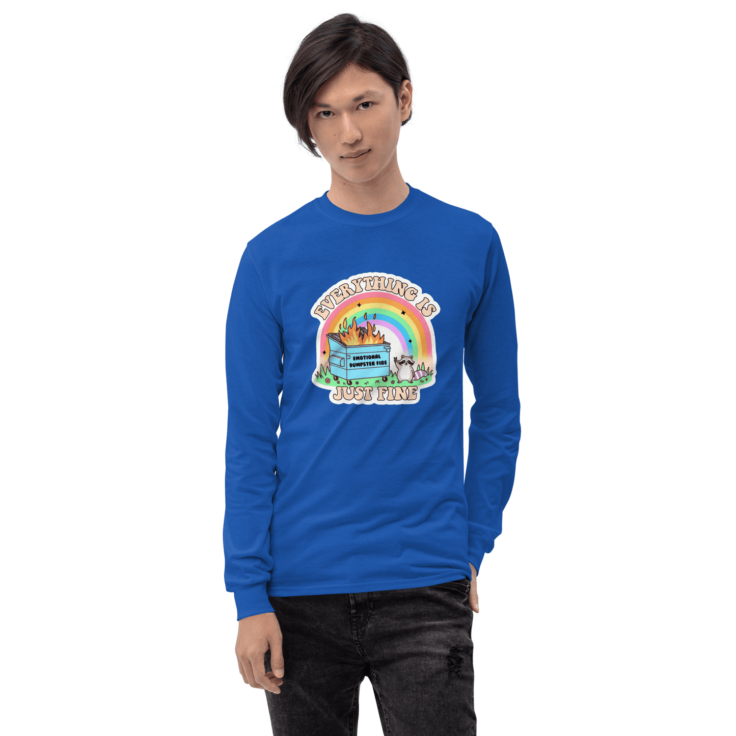 Everything Is Just Fine Long Sleeve T-Shirt Meme - Sport Grey | Shirtposting