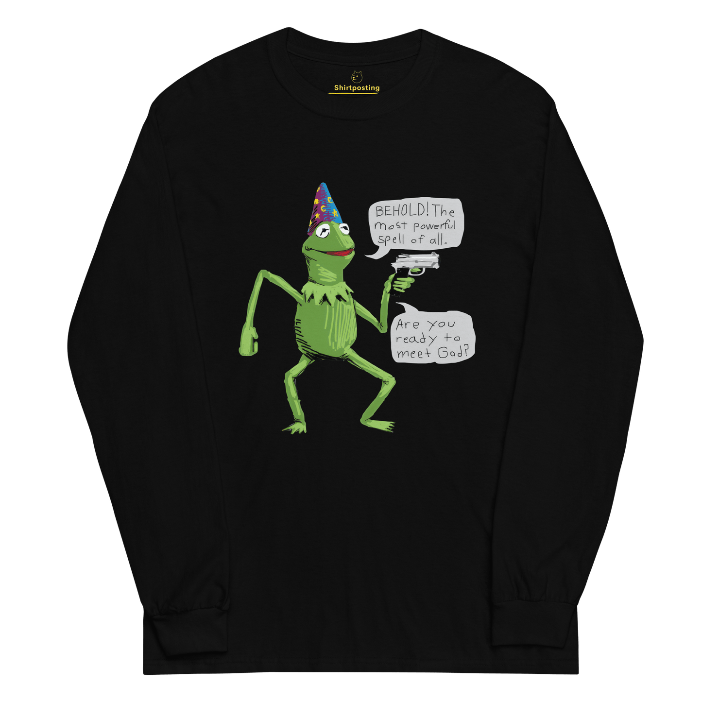 Frog Meme Long Sleeve T-Shirt Meme - Black | Shirtposting
