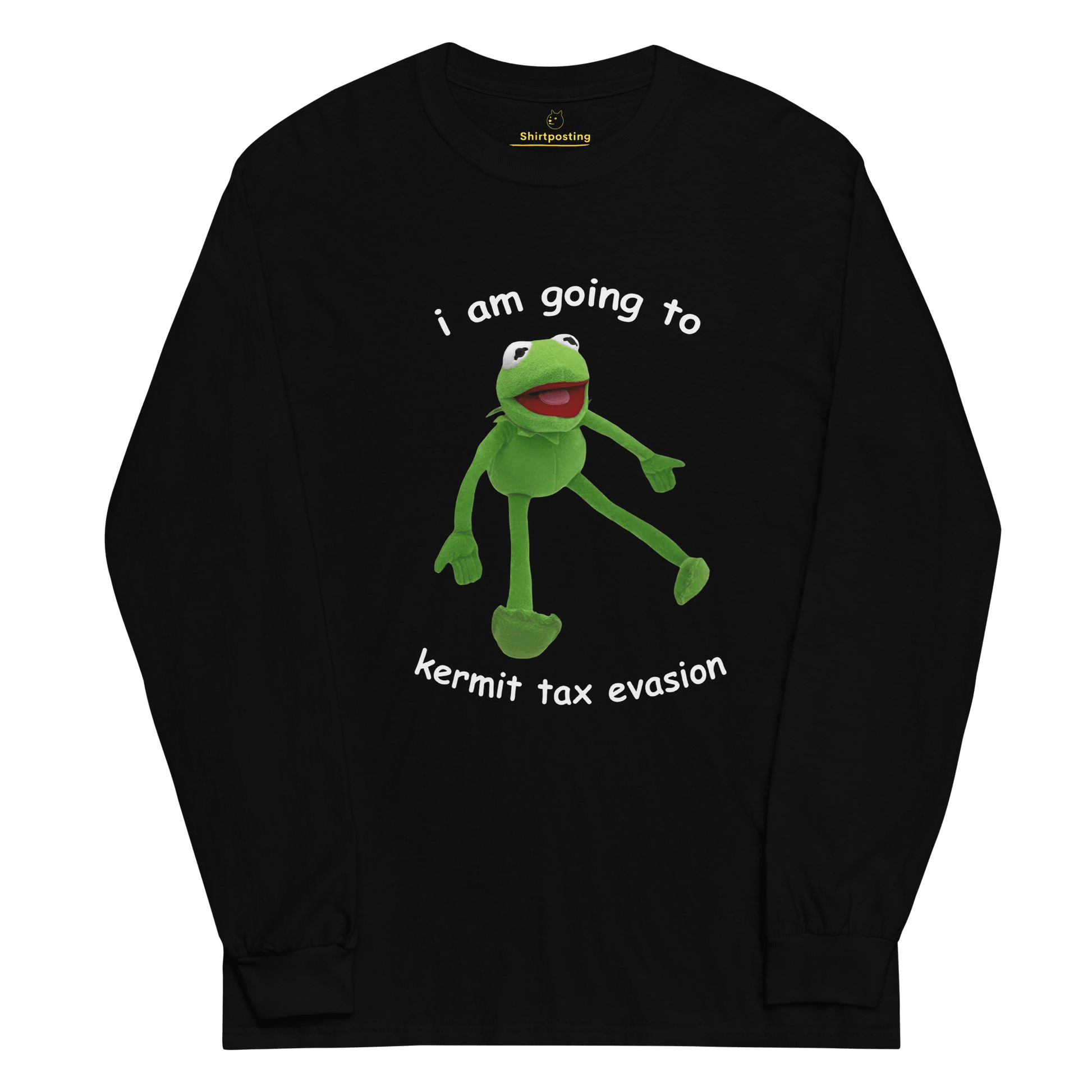 Frog Meme Long Sleeve T-Shirt Meme - Black | Shirtposting