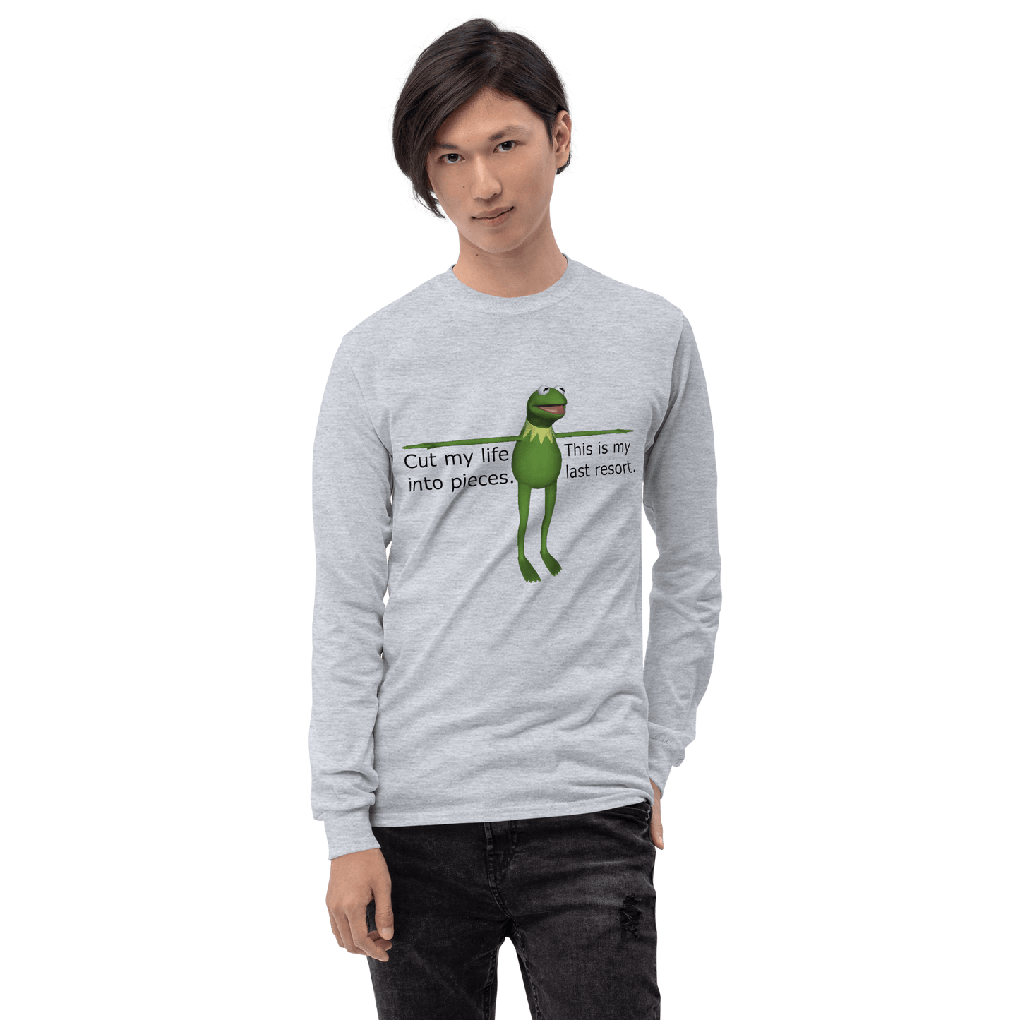 Frog Meme Long Sleeve T-Shirt Meme - Sport Grey | Shirtposting