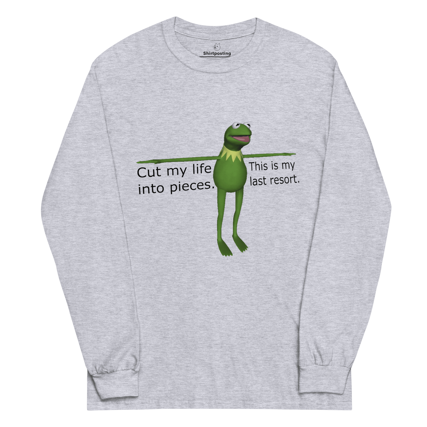 Frog Meme Long Sleeve T-Shirt Meme - Sport Grey | Shirtposting