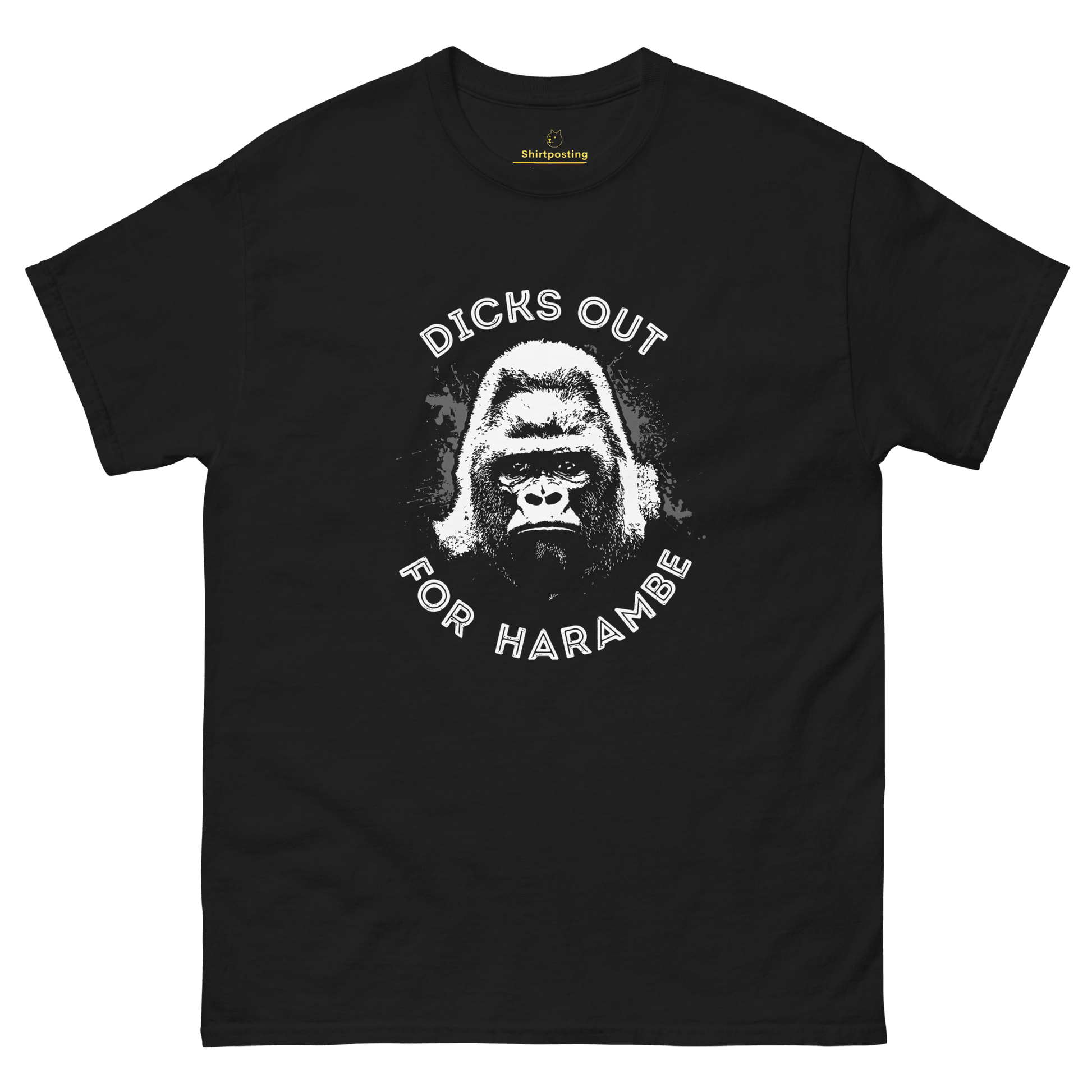 Harambe Classic T-Shirt Meme - Black | Shirtposting