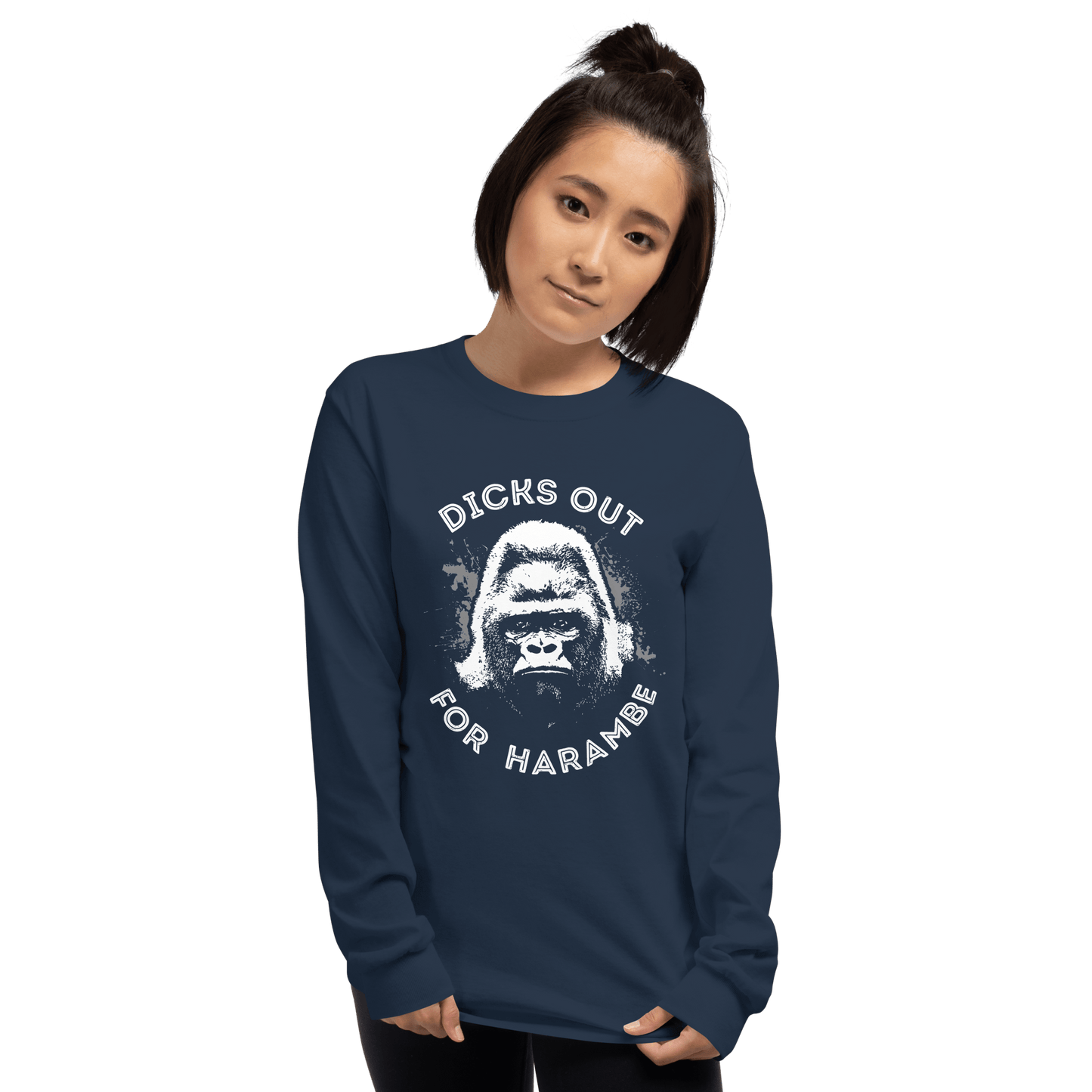 Harambe Long Sleeve T-Shirt Meme - Navy | Shirtposting