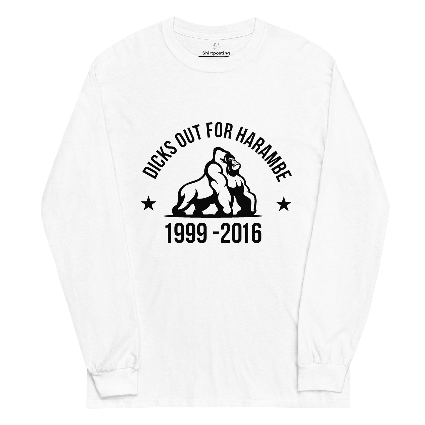 Harambe Long Sleeve T-Shirt Meme - White | Shirtposting