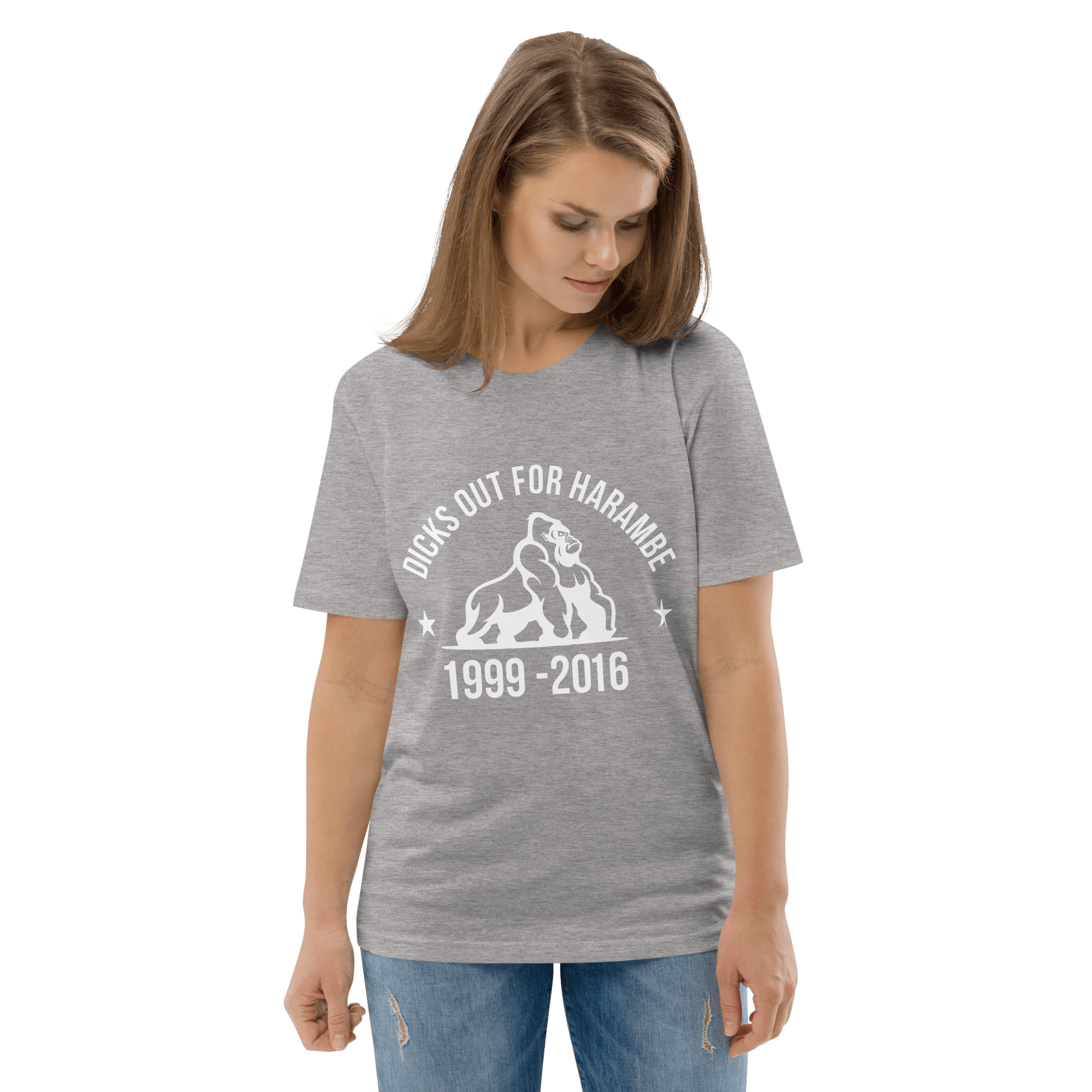 Harambe Premium Organic T-Shirt Meme - Dark Heather Grey | Shirtposting