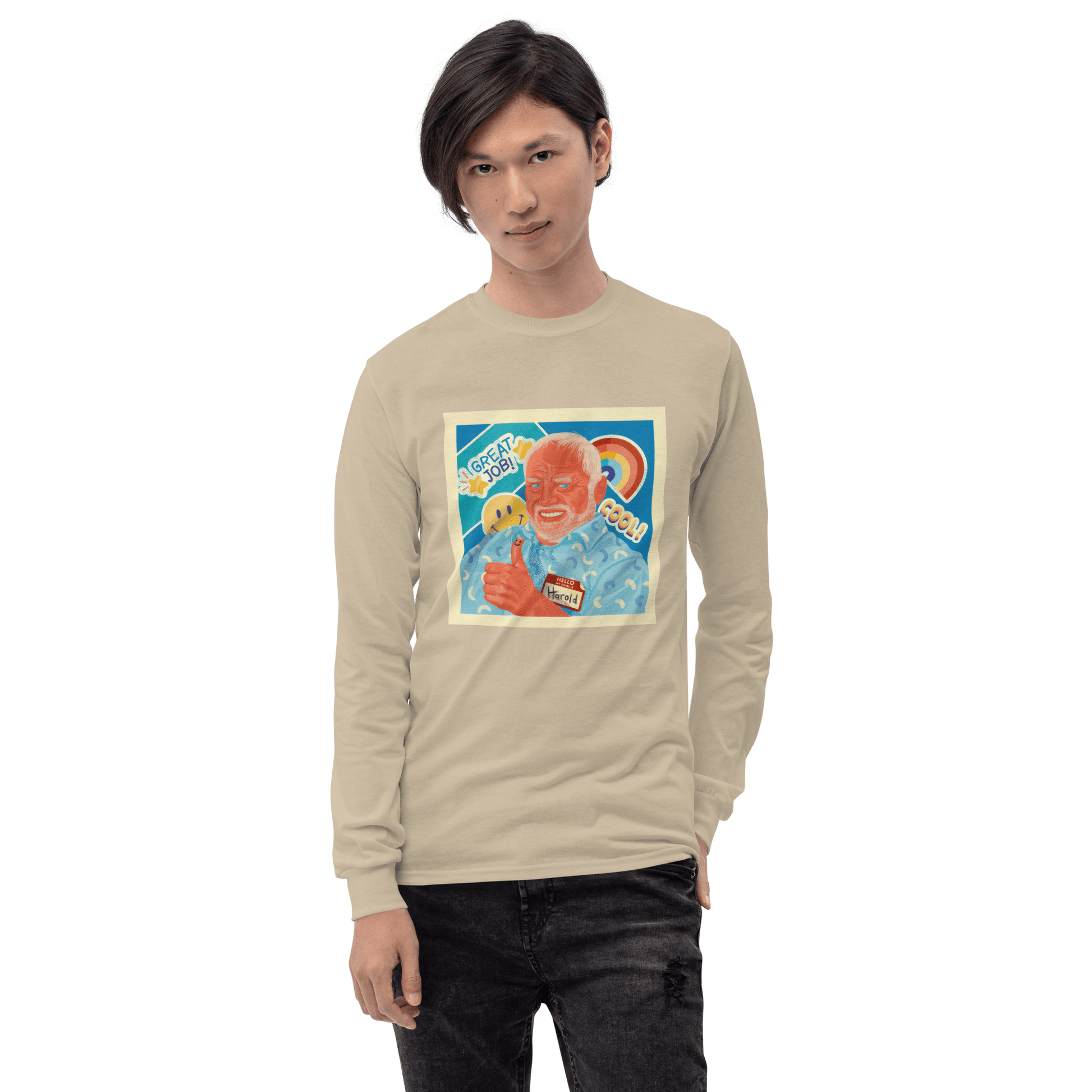 Hide The Pain Herold Long Sleeve T-Shirt Meme - Sand | Shirtposting