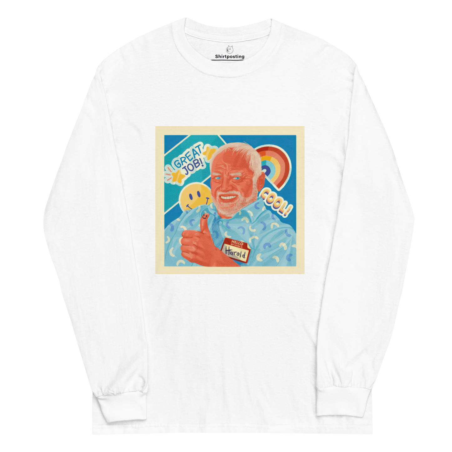 Hide The Pain Herold Long Sleeve T-Shirt Meme - White | Shirtposting