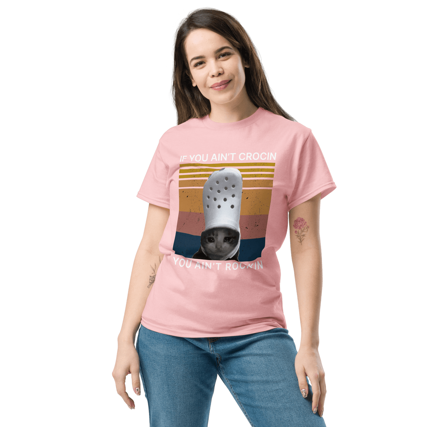 If You Ain't Crocin' Cat Classic T-Shirt Meme - Military Green | Shirtposting