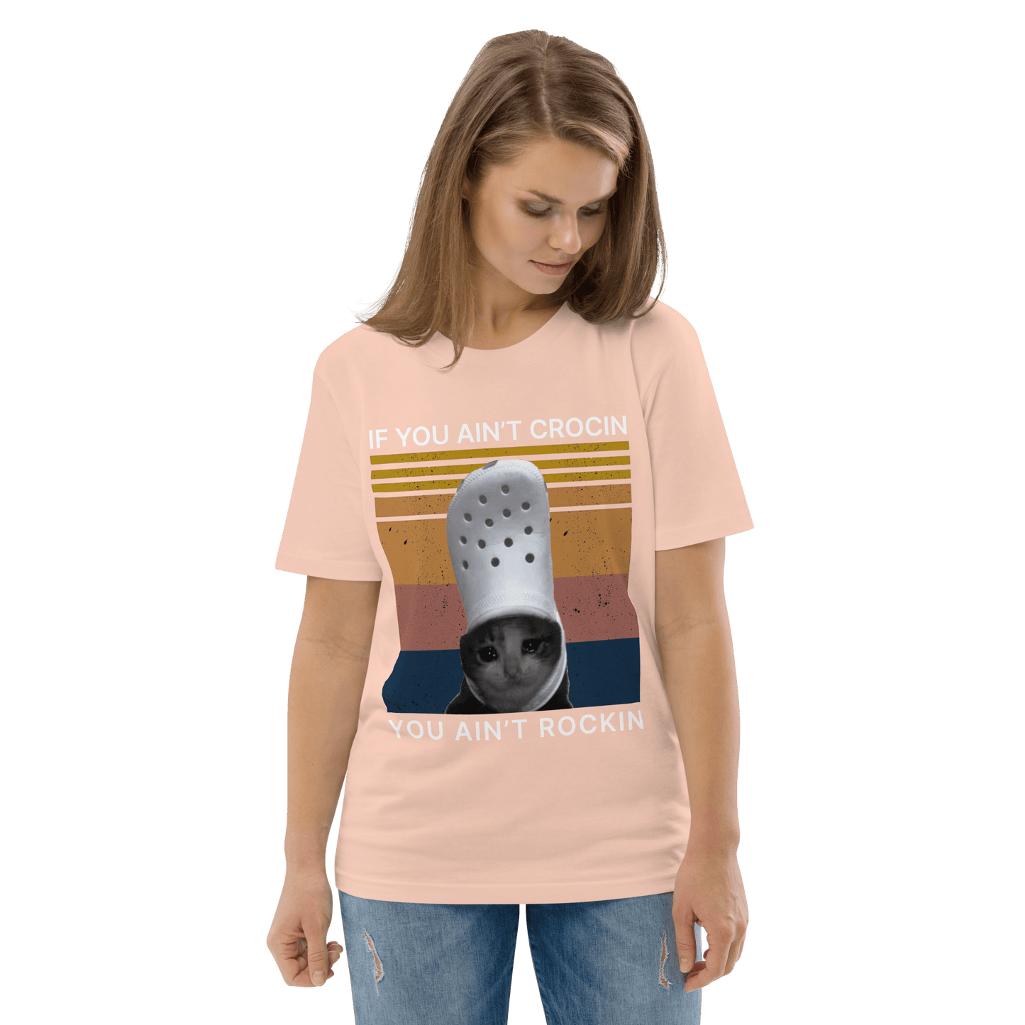 If You Ain't Crocin' Cat Premium Organic T-Shirt Meme - Cotton Pink | Shirtposting