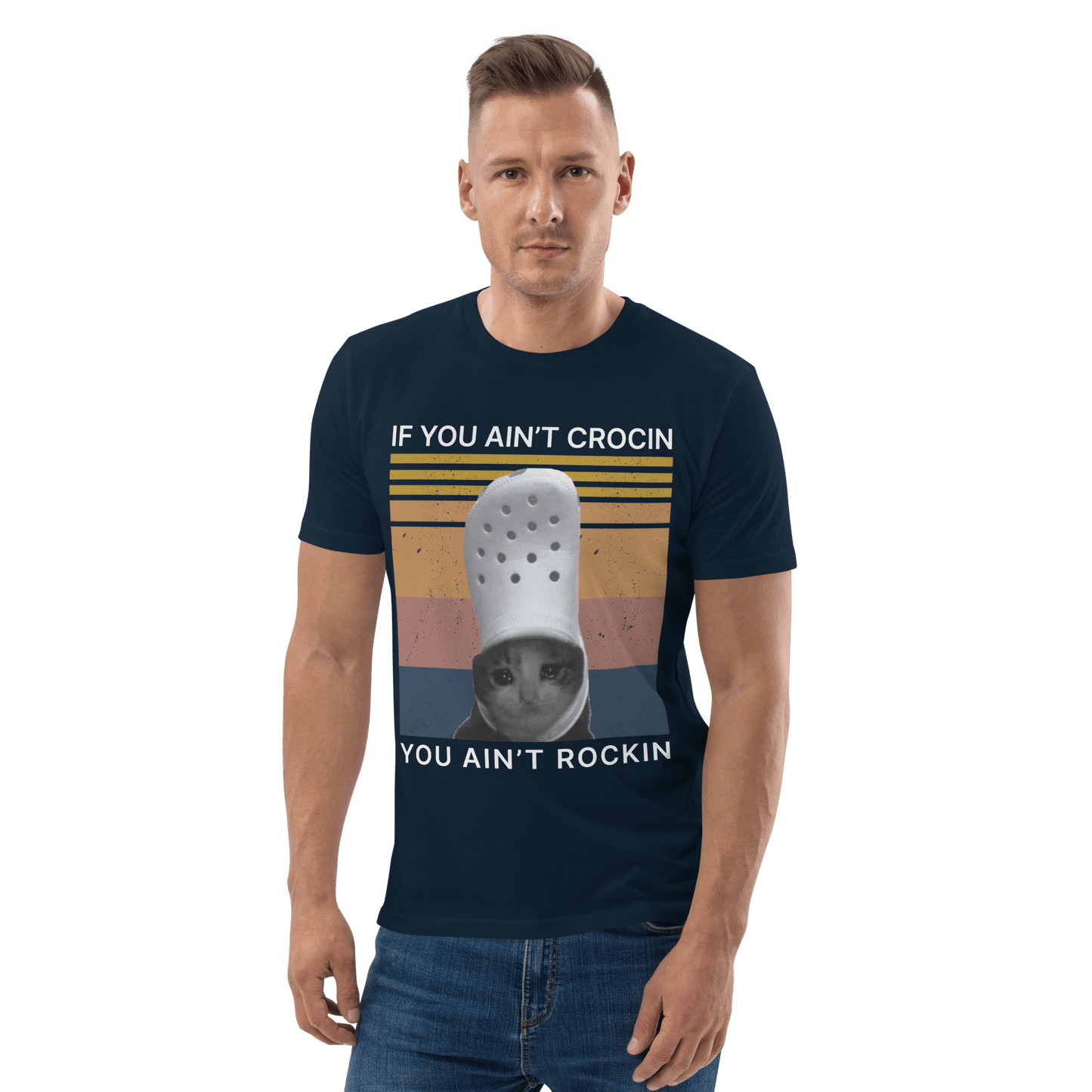 If You Ain't Crocin' Cat Premium Organic T-Shirt Meme - Dark Heather Grey | Shirtposting