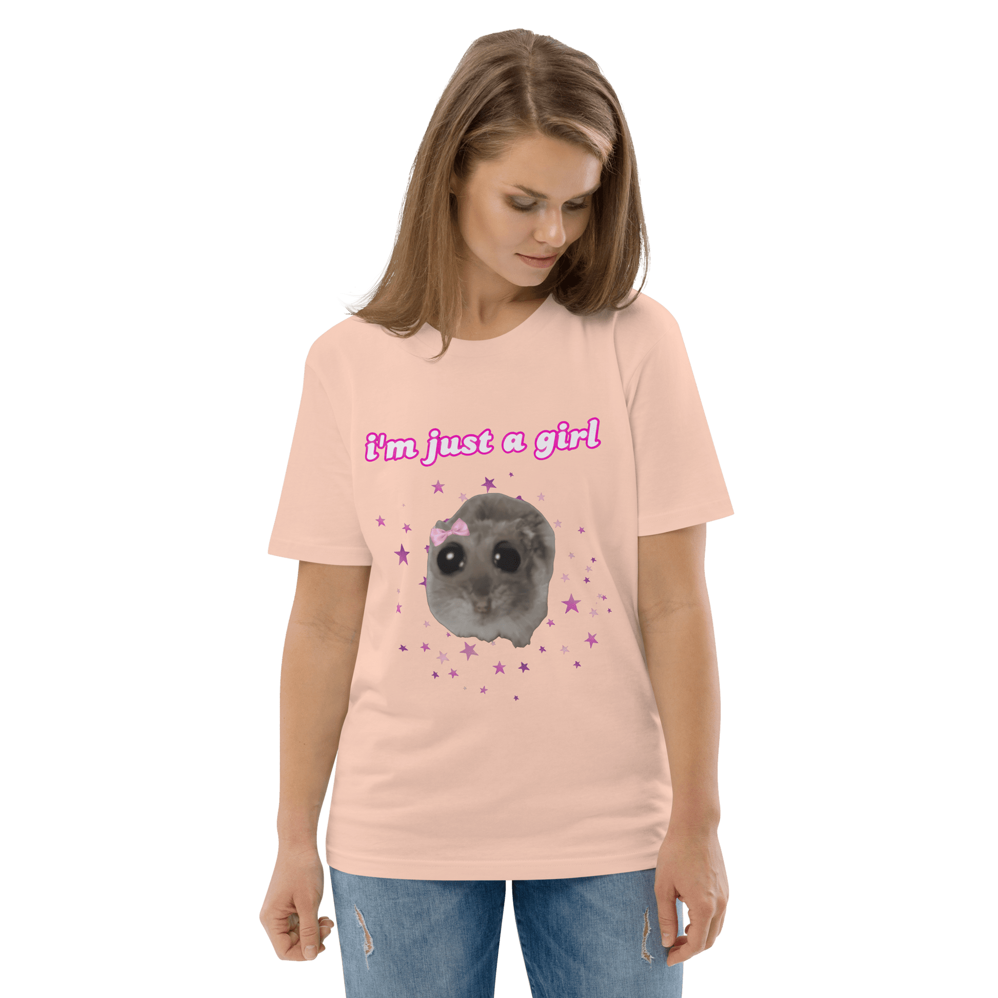 I'm Just a Girl Premium Organic T-Shirt Meme - Cotton Pink | Shirtposting