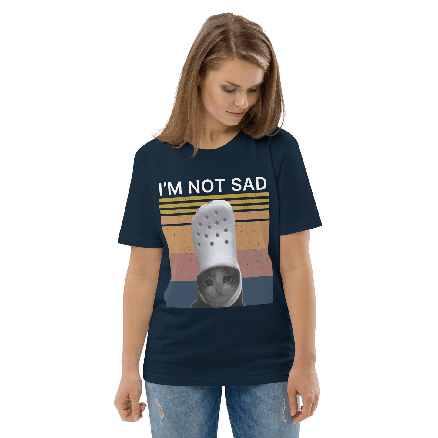 I'm Not Sad Premium Organic T-Shirt Meme - Dark Heather Grey | Shirtposting